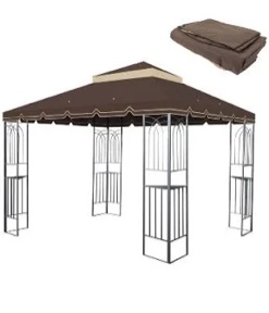  10x10 ft outdoor patio gazebo replacement canopy, double tiered ga