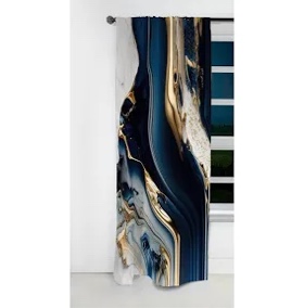  Abstract Geode Waves Blue V - Abstract Curtain - Blackout Abstract