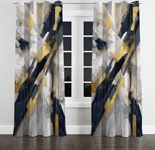 Rigsby Abstract Gold and Black Fight I - Shapes Curtain - Velvet Ro