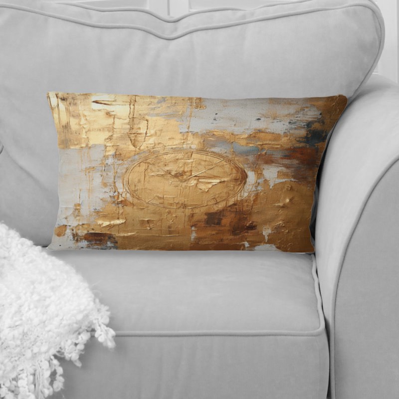 Vintage Gold Togetherness I! - Abstract Painting Printed Throw Pillow