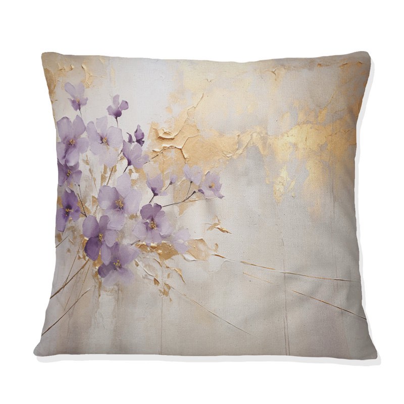 Purple And Gold Adorned Violets Meadow III - Violets Printed Throw