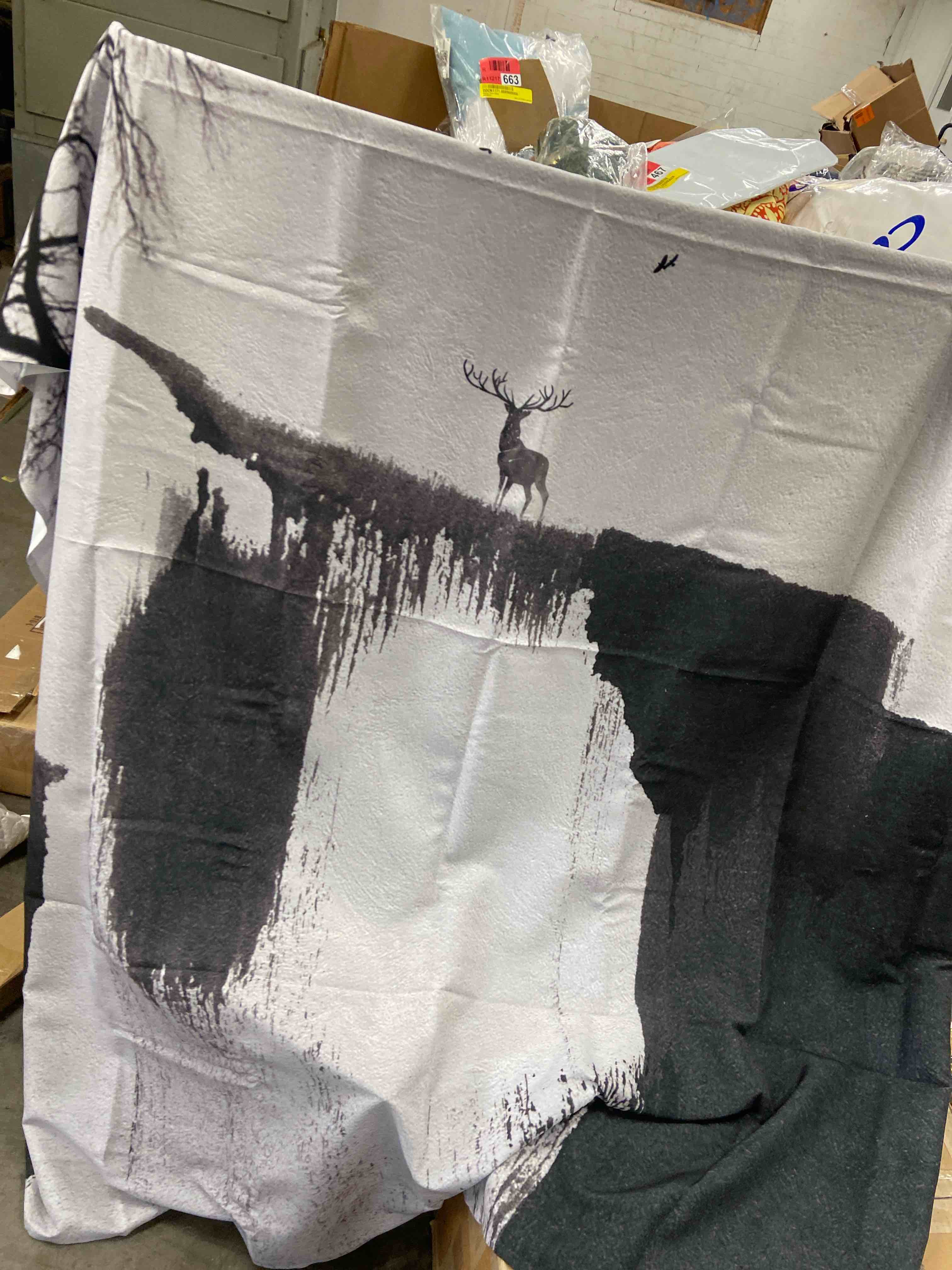 Condition photo showing New/Like New for landscape abstract shower curtain