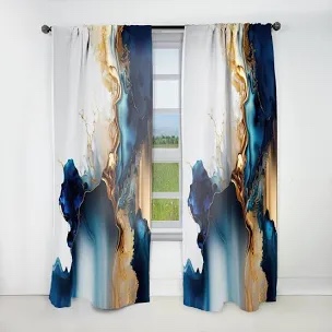 abstract geode gold and blue marble | - modern curtain - velvet ri