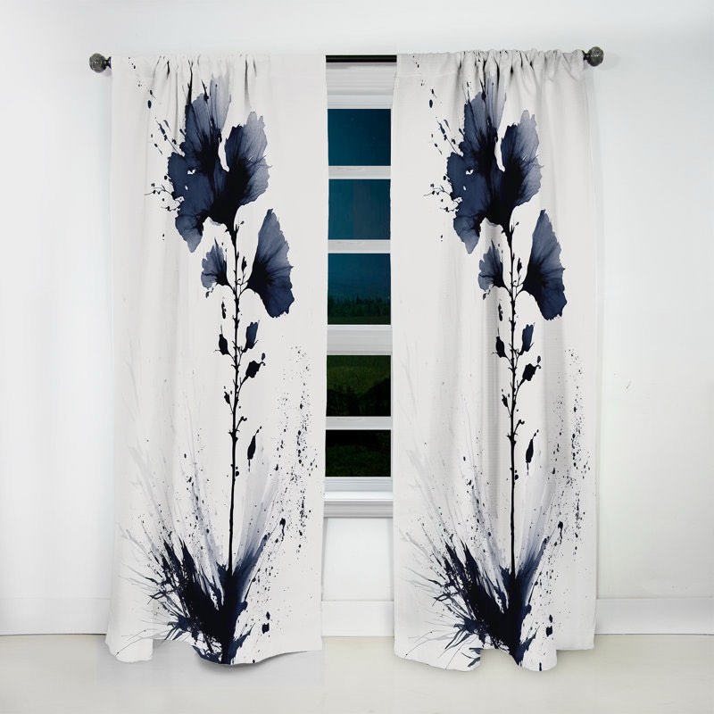 amico - blue white hibiscus euphoria i|- traditional curtain - vel
