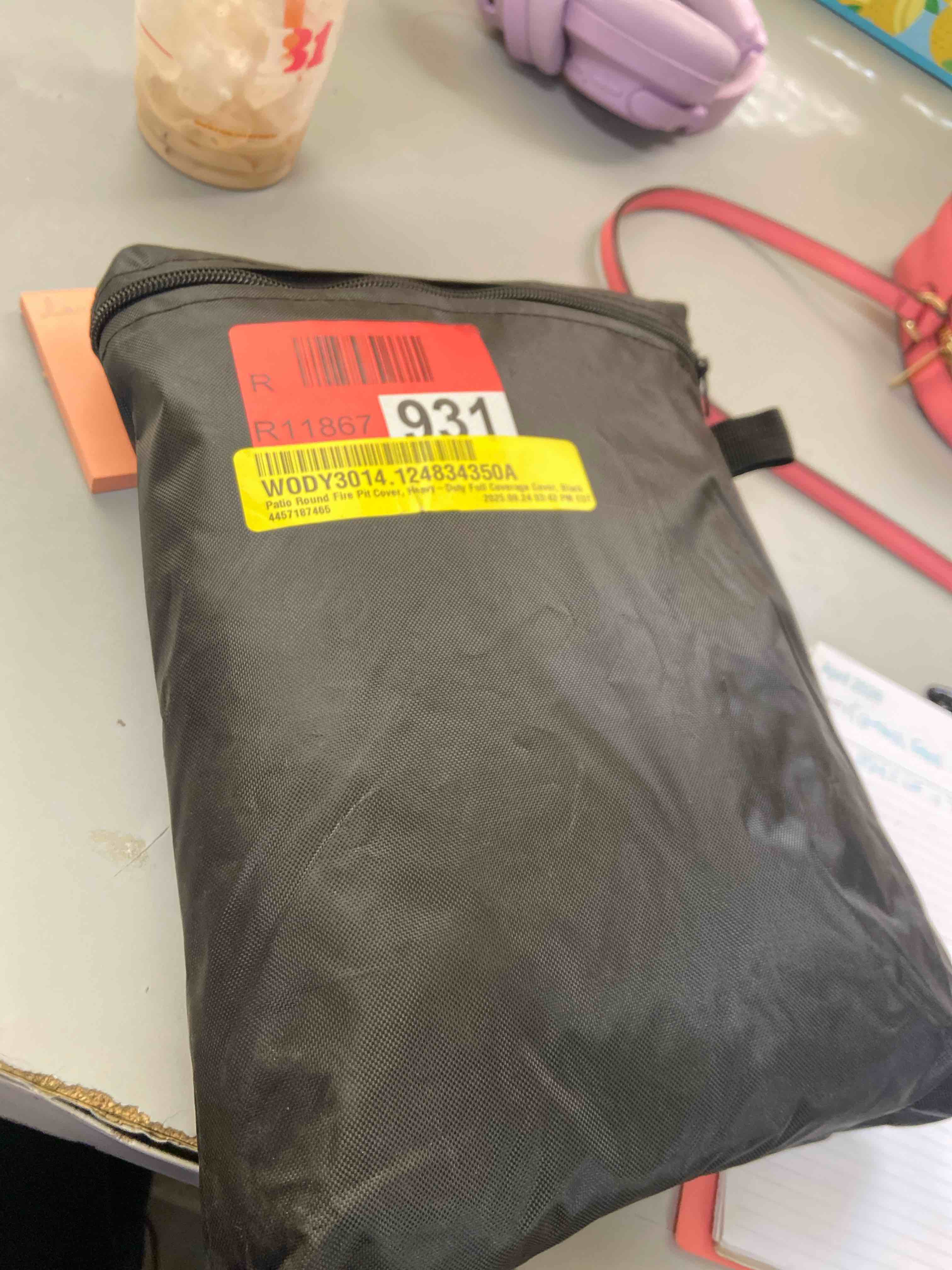 Condition photo showing New/Like New for  patio round fire pit cover, heavy - duty full coverage cover, black