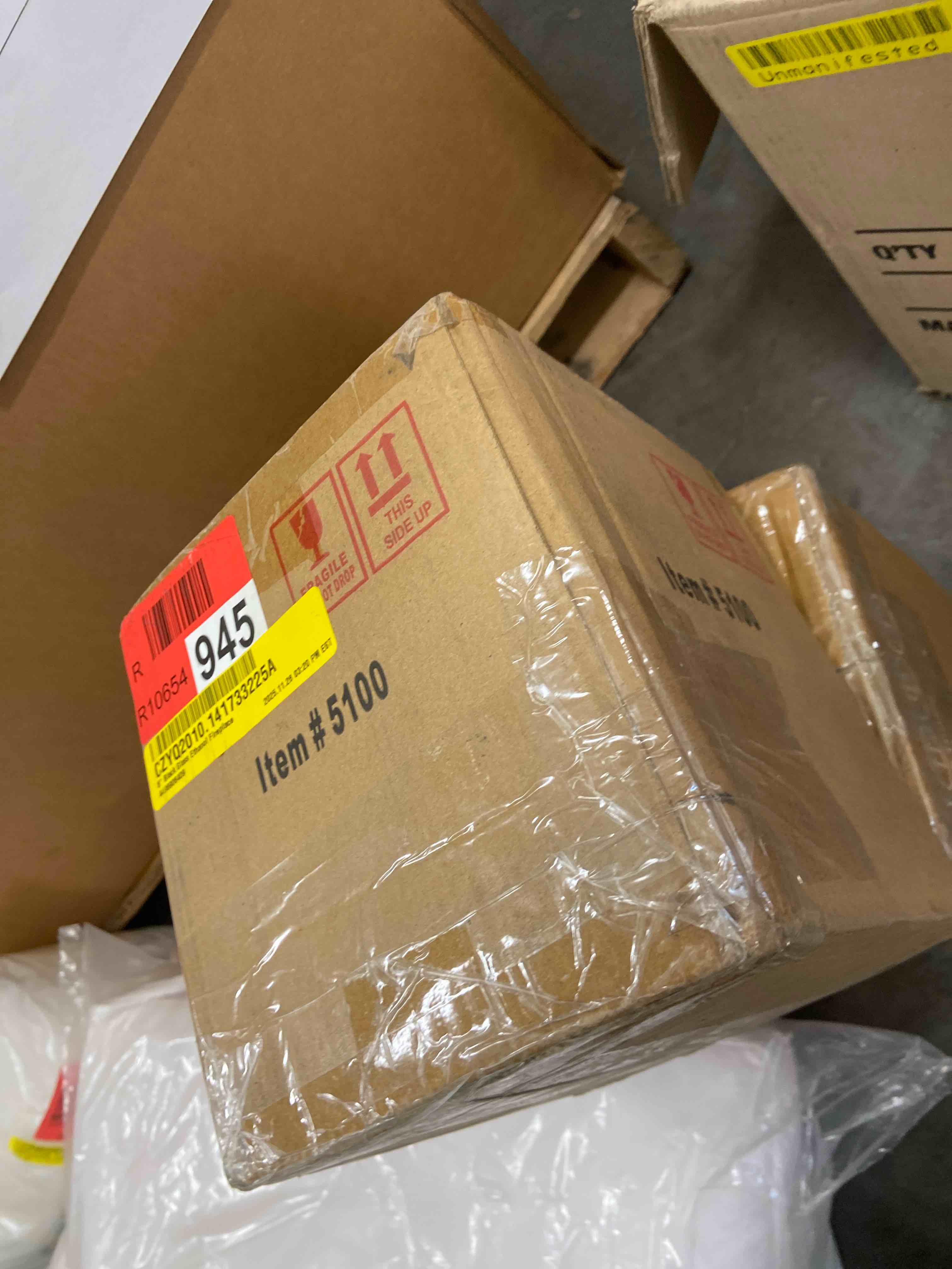 Condition photo showing New/Like New for 6" black glass ethanol fireplace 