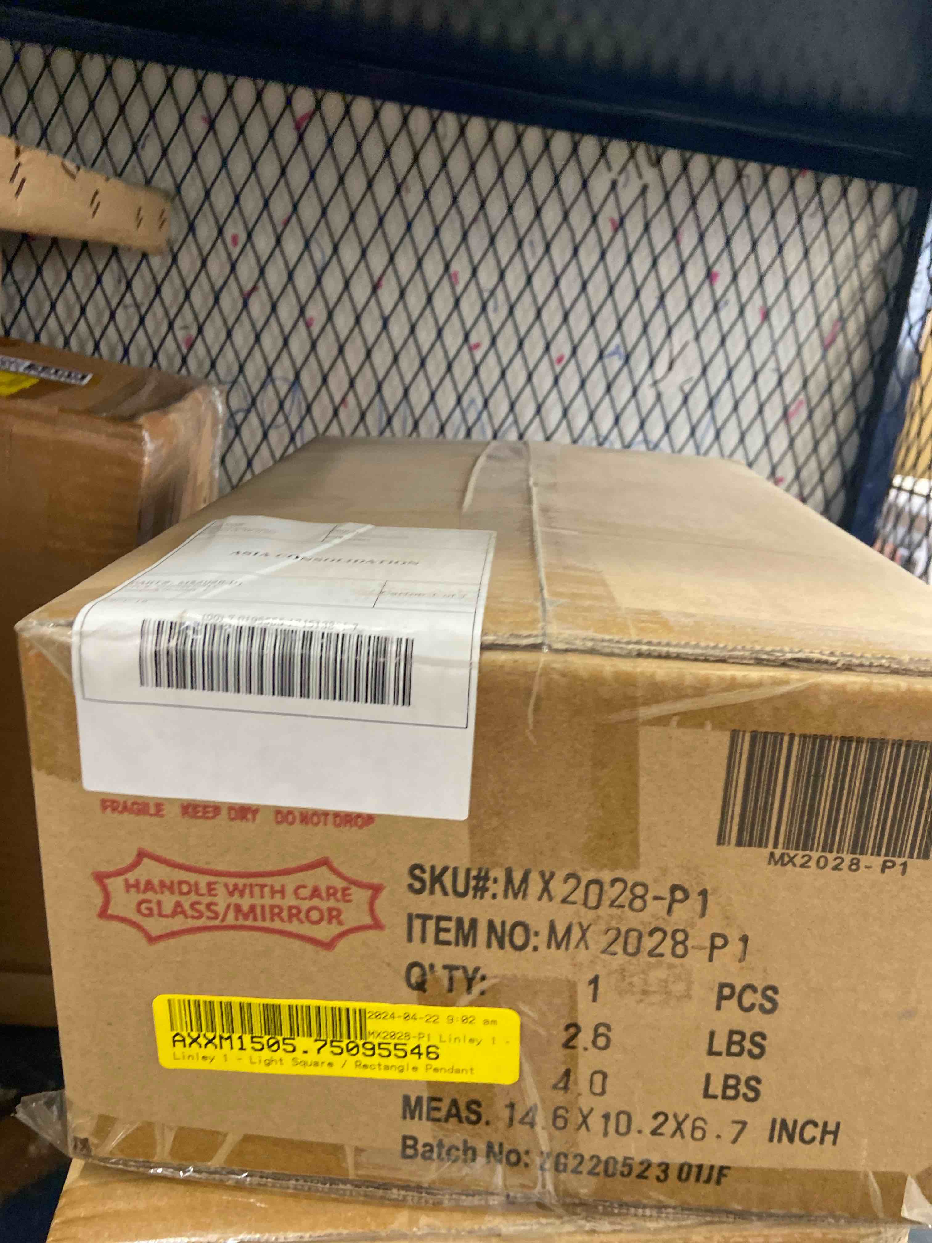 Condition photo showing New/Like New for linley 1- light square / rectangle pendant