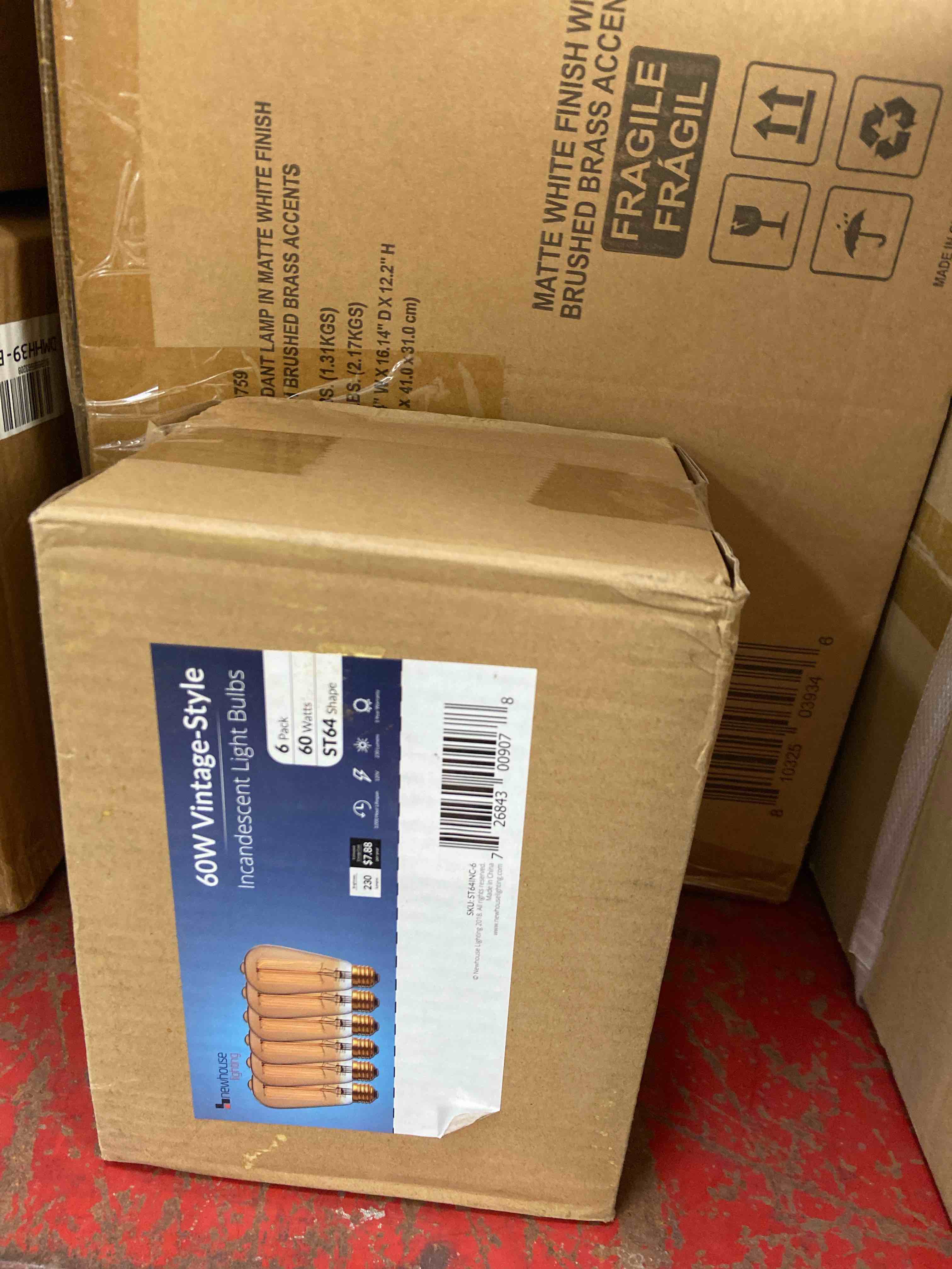 Condition photo showing New/Like New for newhouse lighting st64inc-6 st64 vintage light bulb 6-pack edison bulbs-st64 style 60 watts-dimmable, medium (e26) standard base e27-squirrel cage, 6-pack, 2.7, amber