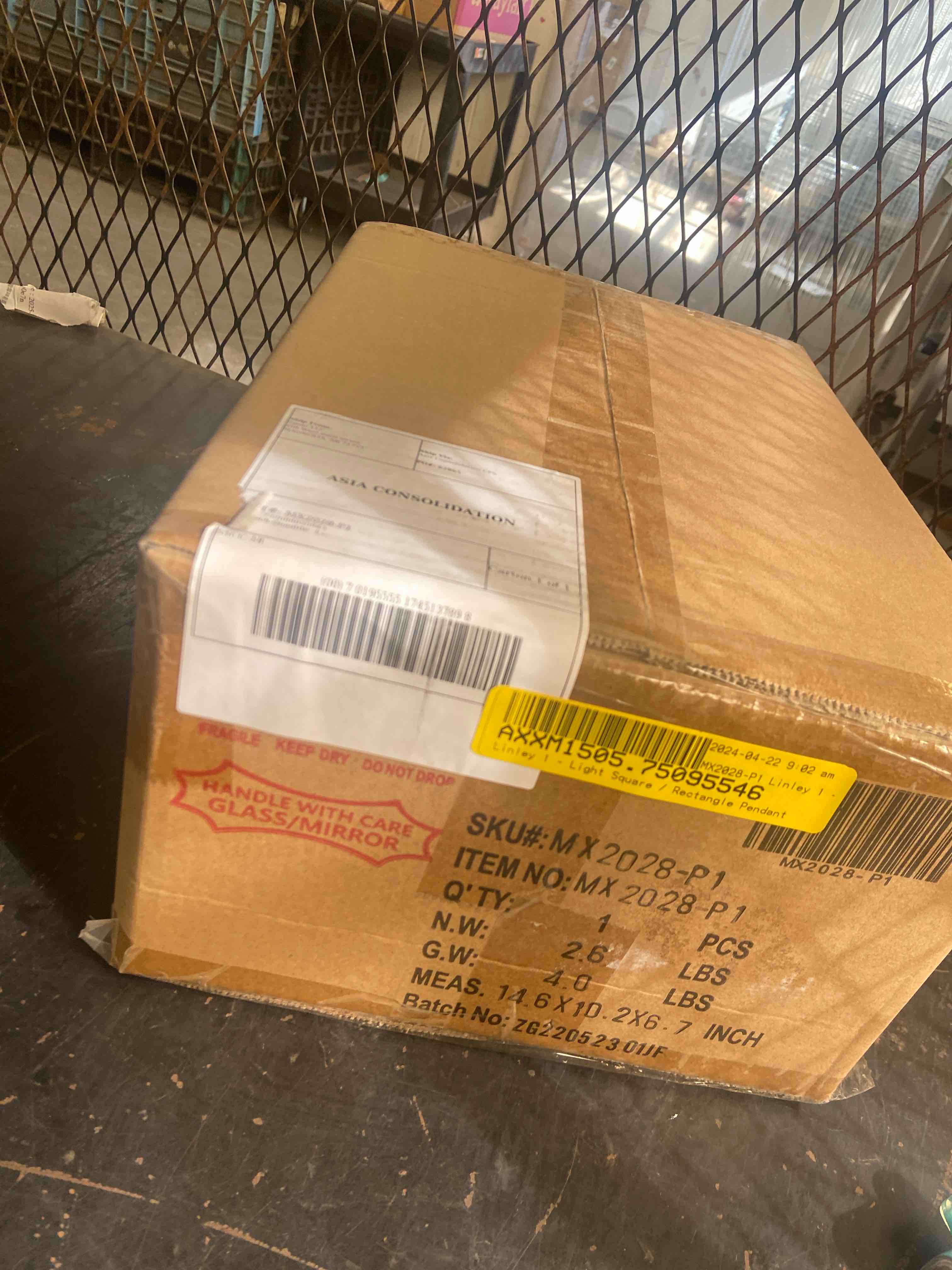 Condition photo showing New/Like New for linley 1- light square / rectangle pendant