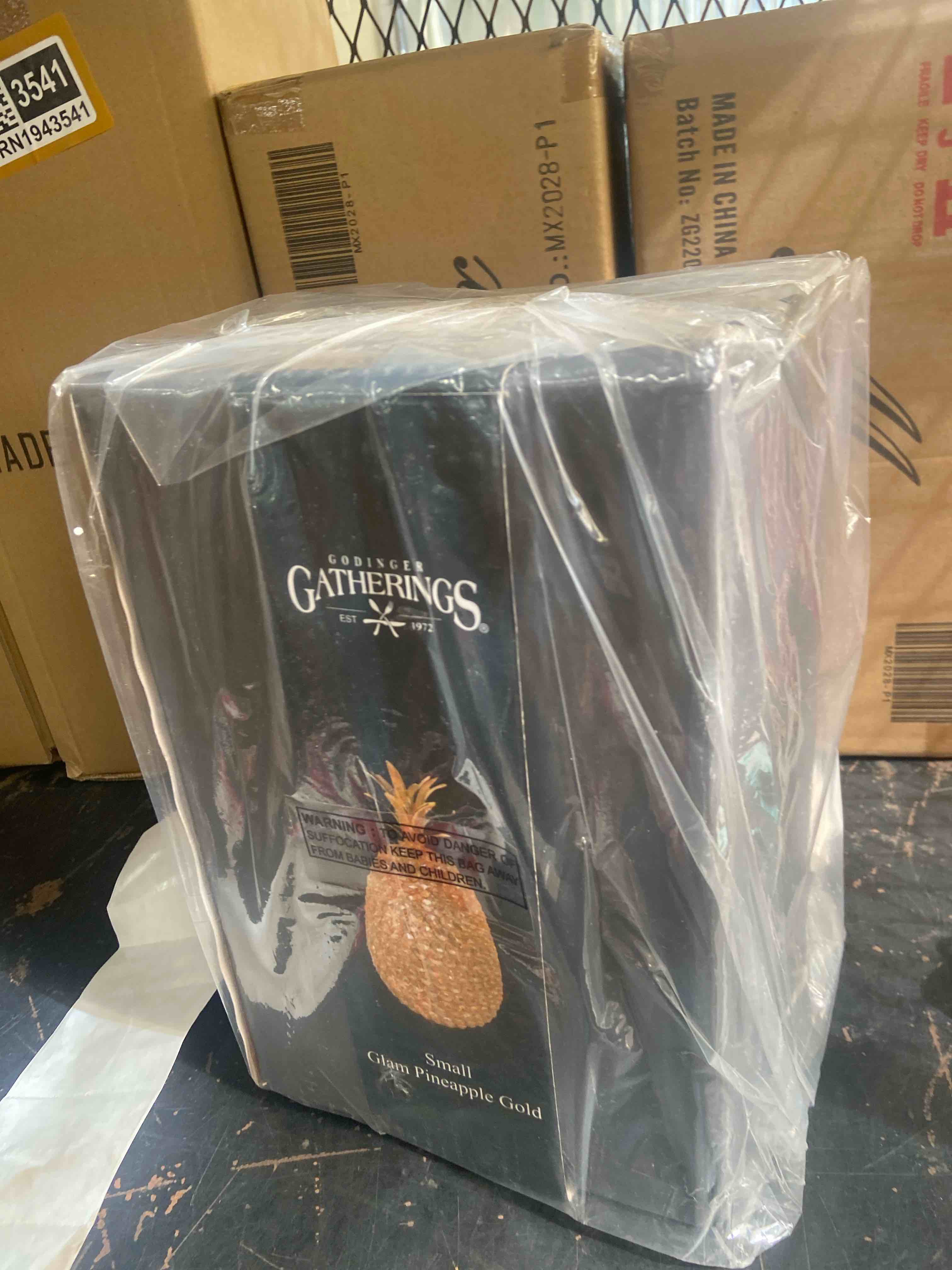 Condition photo showing New/Like New for godinger glam pineapple fruit holiday decoration - gold