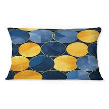 blue yellow modern circles v - modern lumbar pillow