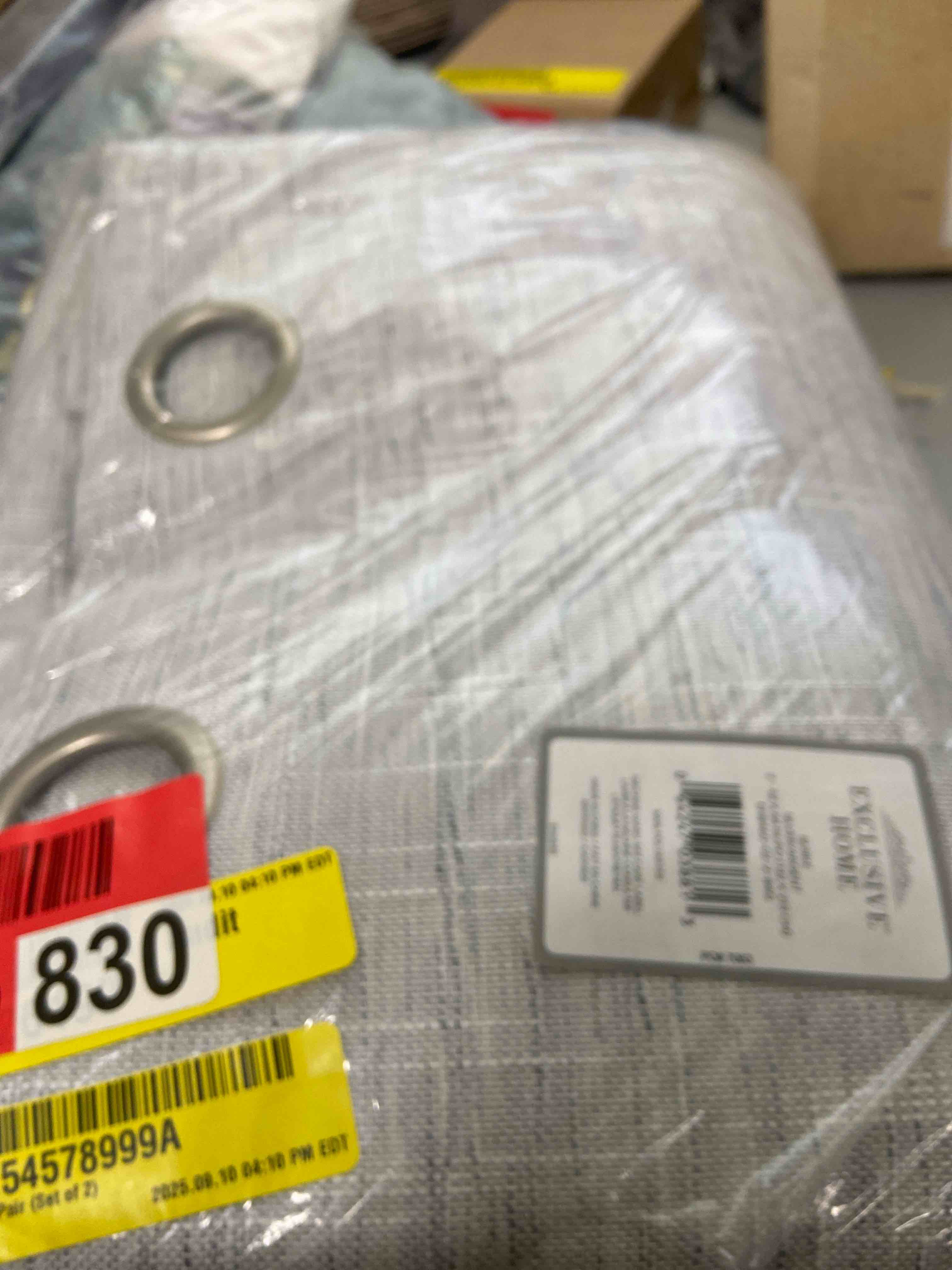 Condition photo showing New/Like New for exclusive home burke 100% blackout grommet top curtain panel pair  52 x84   silver  set of 2