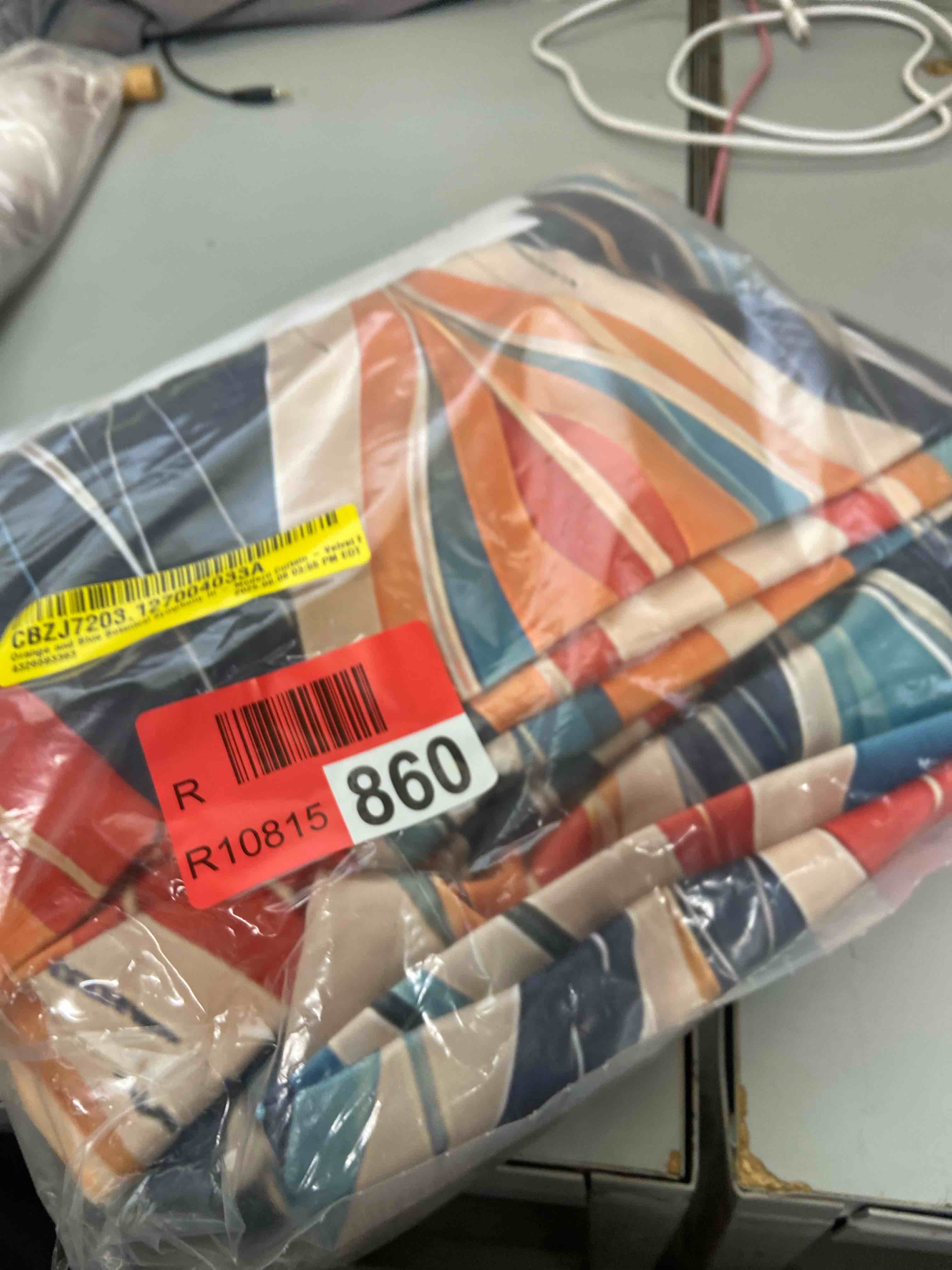 Condition photo showing New/Like New for orange and blue botanical symphony iii - modern curtain - velvet f