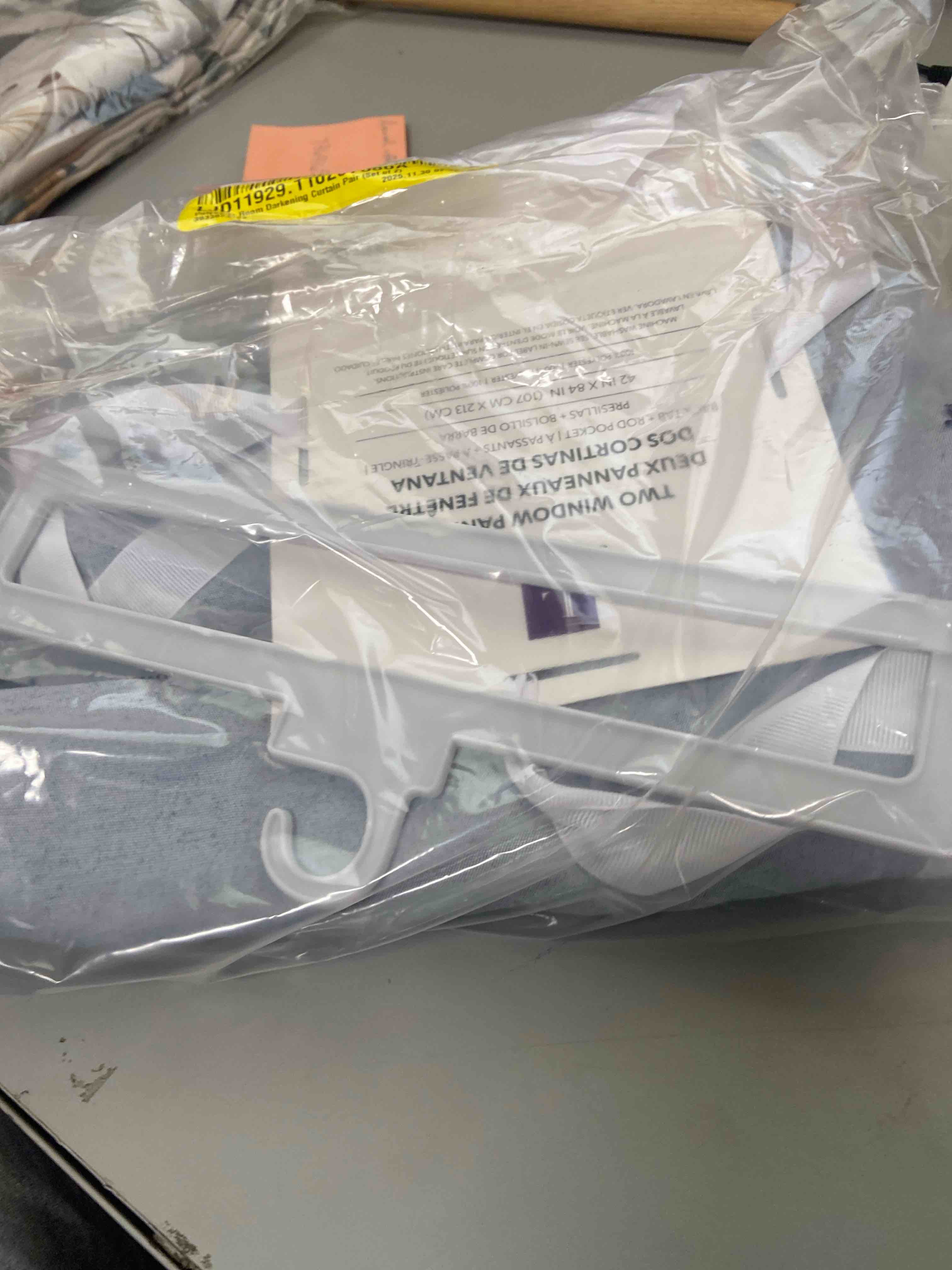 Condition photo showing New/Like New for lush decor boho stripe clip jacquard set of 2 window curtain panels, blue