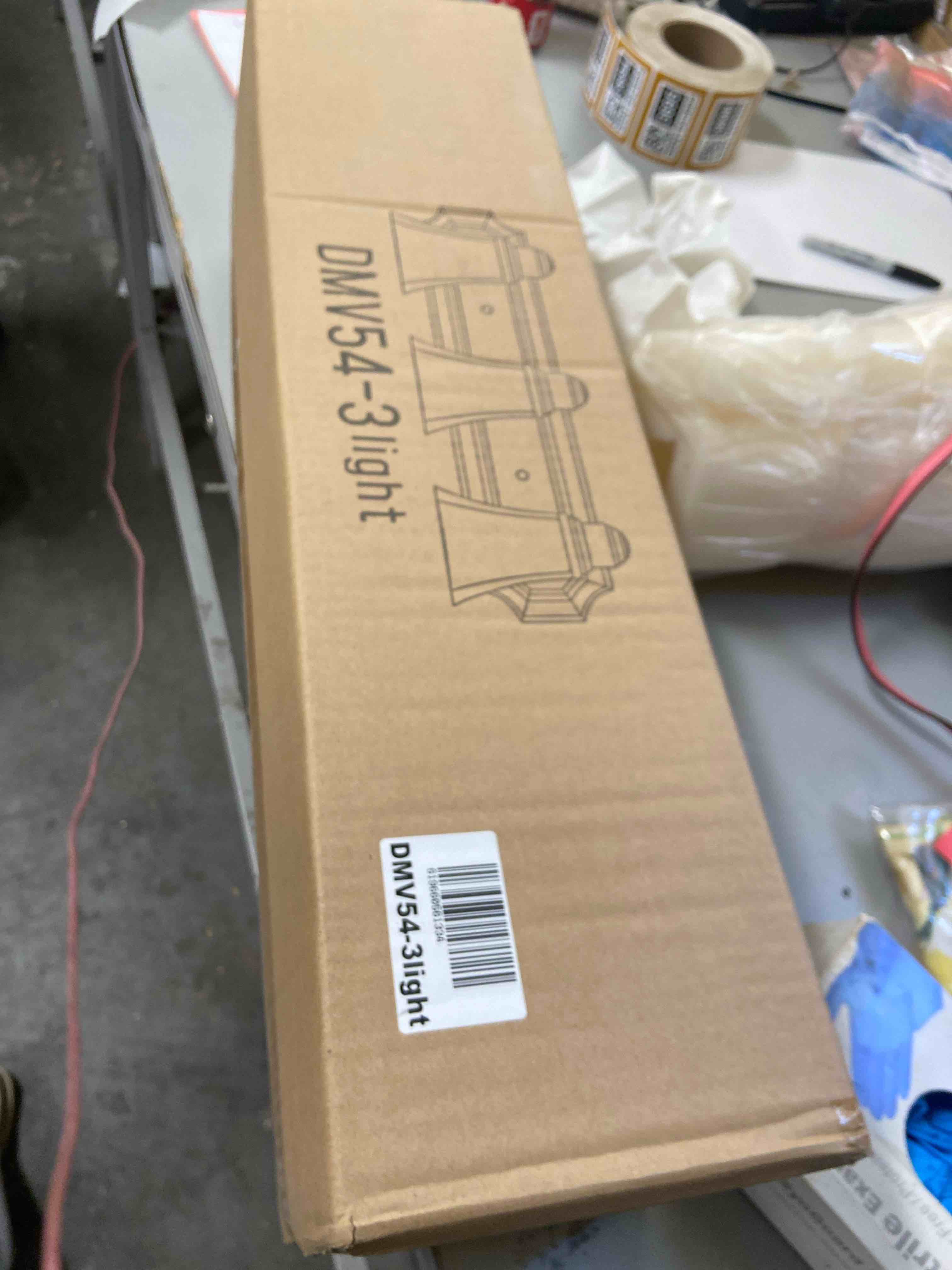 Condition photo showing New/Like New for broumy 4 - light / 3 - light satin nickel vanity light 3 -light 13 to 24 inches