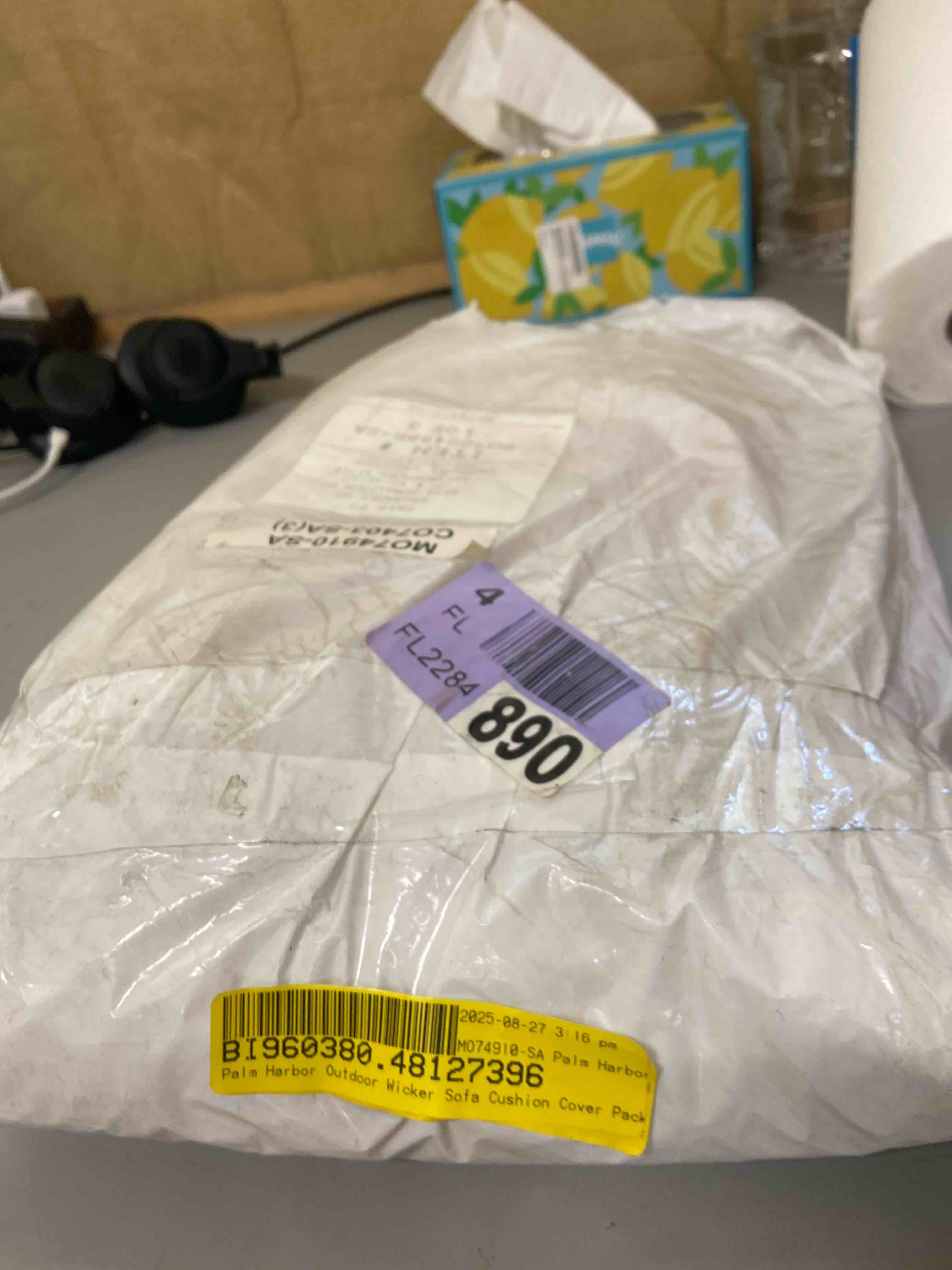 Condition photo showing New/Like New for palm harbor outdoor wicker sofa cushion cover pack