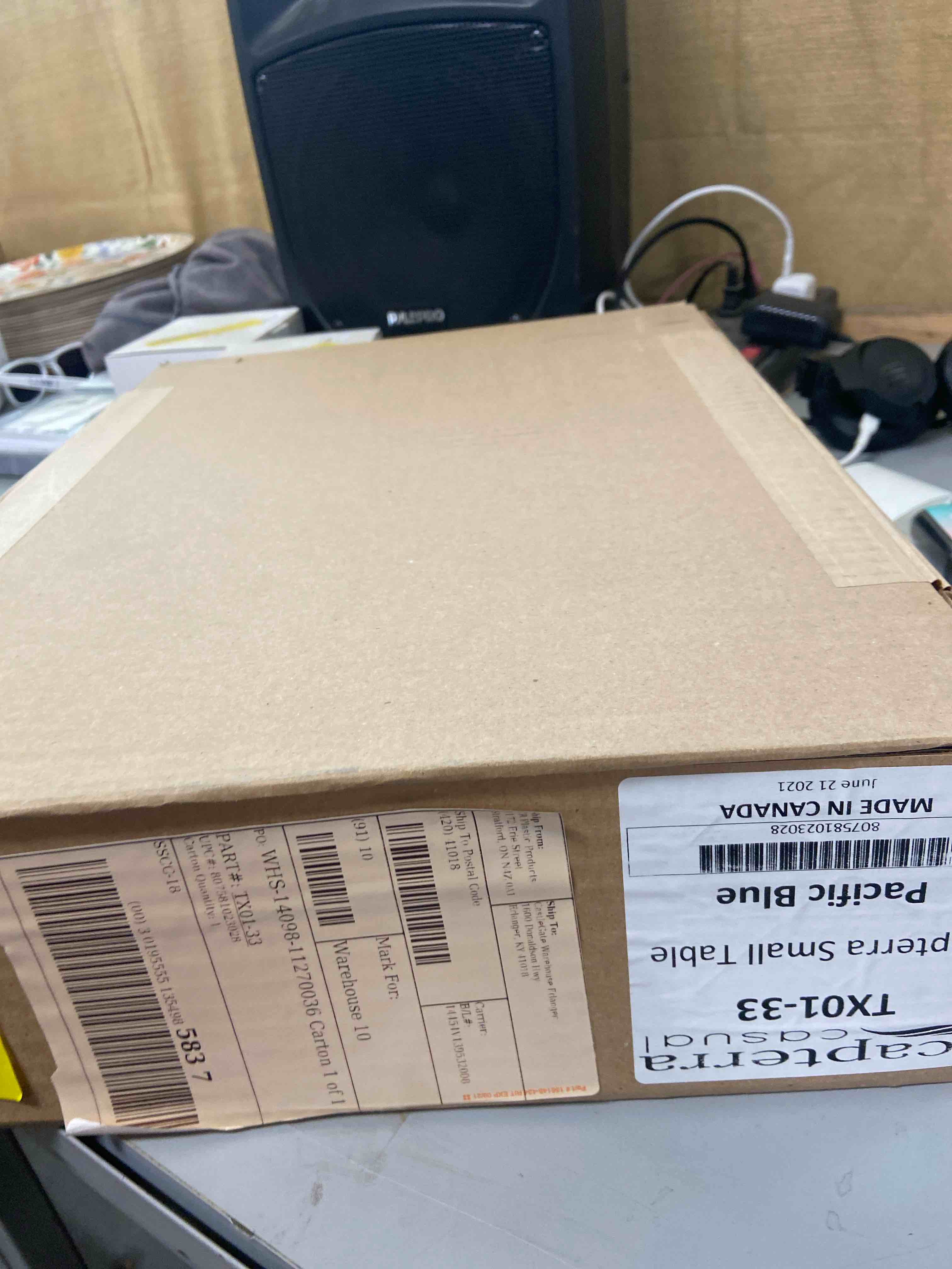 Condition photo showing New/Like New for capterra casual small rectangular table - pacific blue