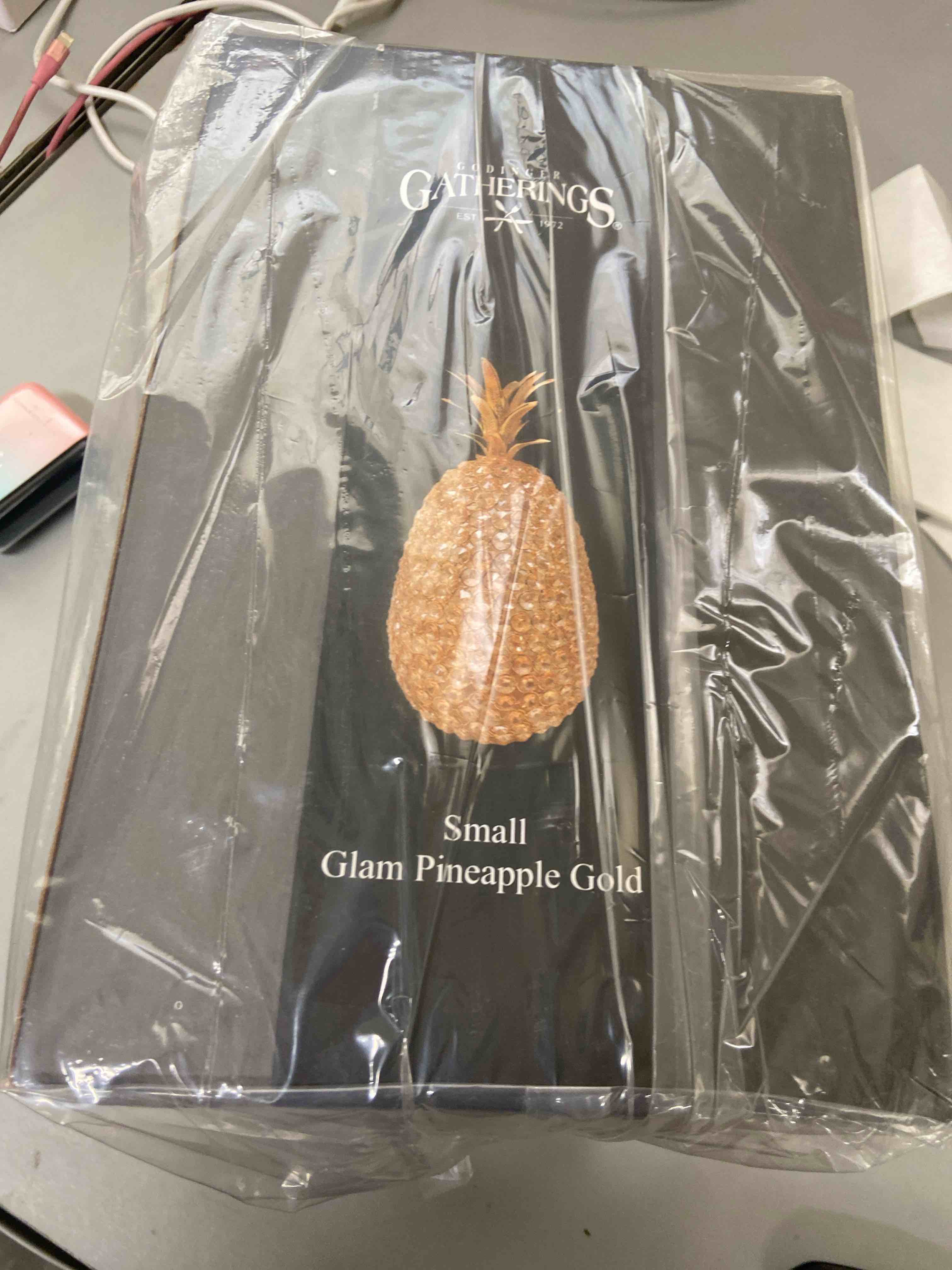 Condition photo showing New/Like New for godinger glam pineapple fruit holiday decoration - gold