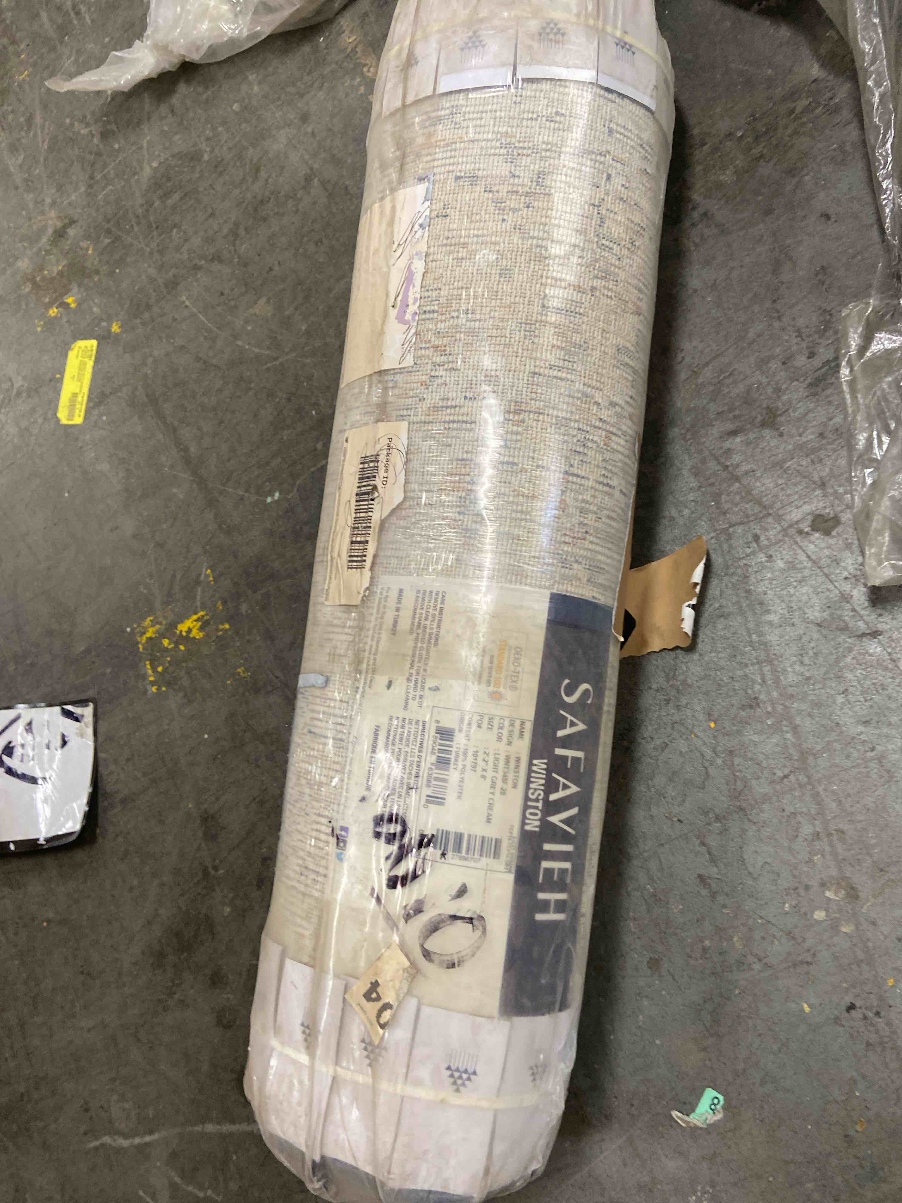 Condition photo showing New/Like New for safavieh winston collection runner rug - 2'2" x 8', light grey & cream, distressed design, non-shedding & easy care, ideal for high traffic areas in living room, bedroom (wnt348f)