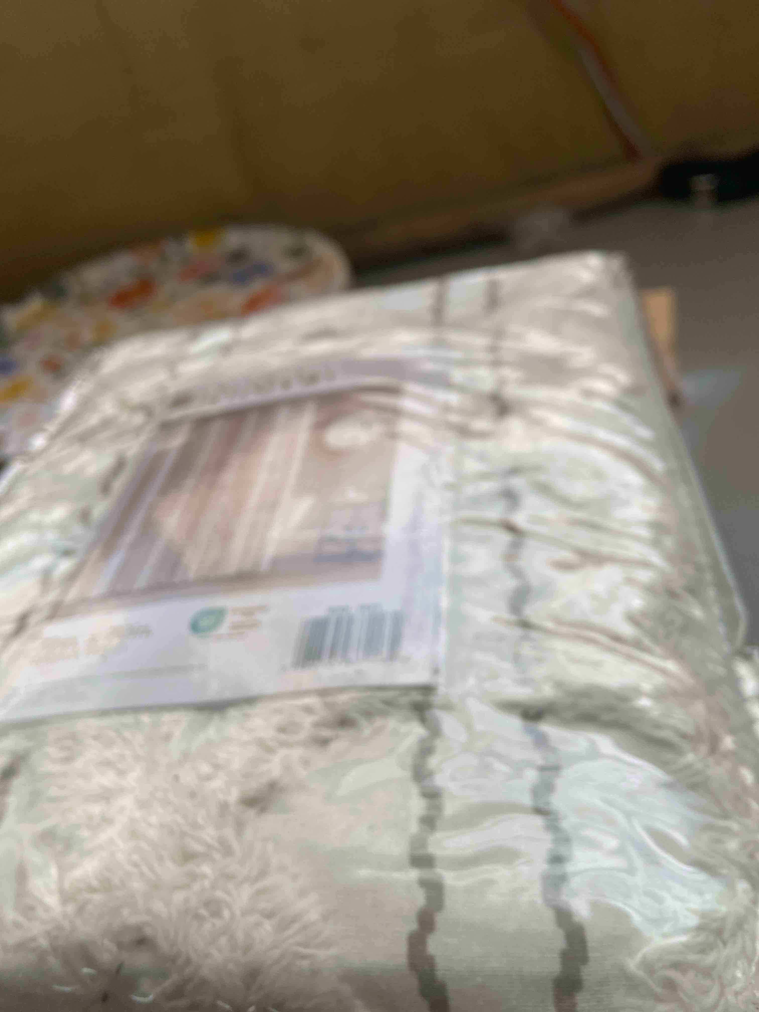 Condition photo showing New/Like New for ink+ivy 72"x72" imani chenille striped cotton printed shower curtain ivory : microfiber, machine washable, non-slip backing