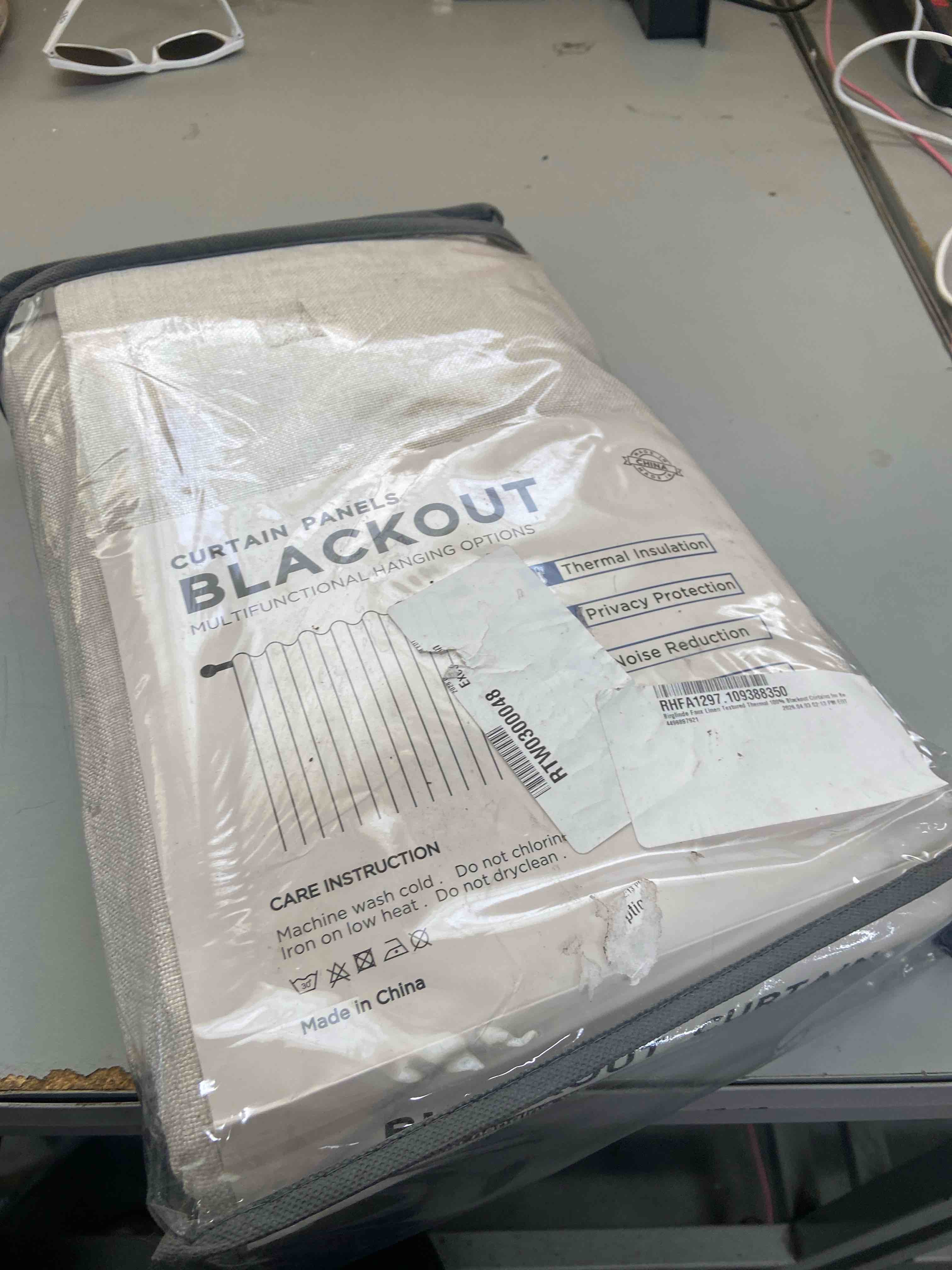 Condition photo showing New/Like New for h.versailtex linen 100% blackout curtains for bedroom full light blocking curtains, textured window curtain for living room 84 inch grommet, energy efficient curtains white liner(2 panels, natural) natural 52"w x 84"l (pack of 2)