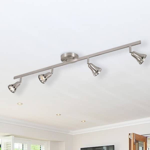 renew 3.25 ft. 4-light brushed nickel track light fixture with adjustable heads