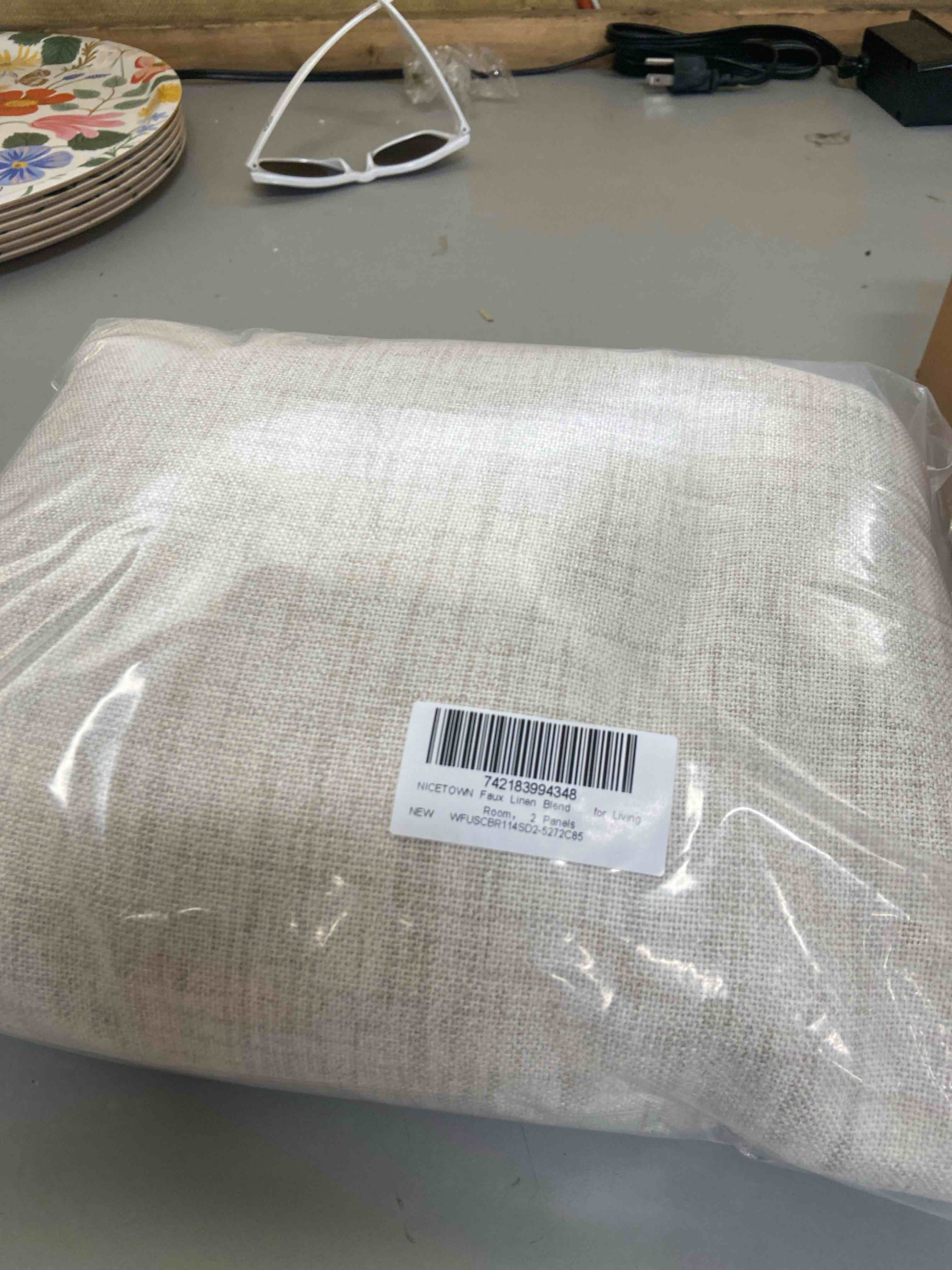 Condition photo showing New/Like New for nicetown thick linen curtains privacy with light filtering, grommet semi sheer not see through linen blend curtain drapes vintage & rustic for farmhouse / living room, angora, w55 x l84, 2 panels