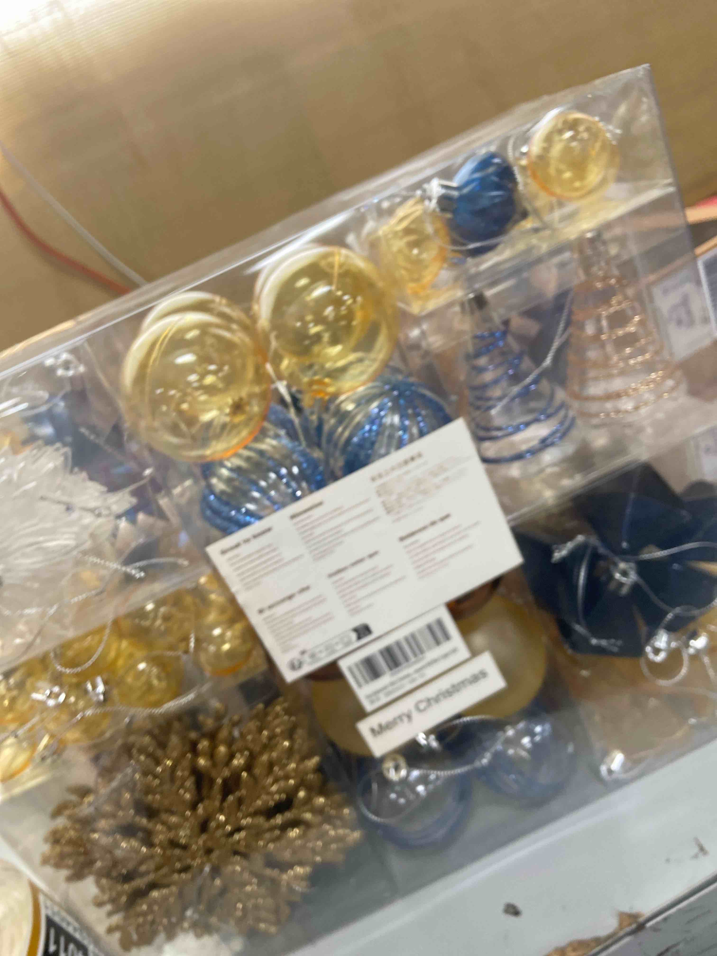 Condition photo showing New/Like New for decorbyhannah christmas ornaments set,100ct clear christmas tree ornaments decorations,shatterproof assorted blue copper gold plastic ball ornaments for christmas tree for xmas,halloween,easter