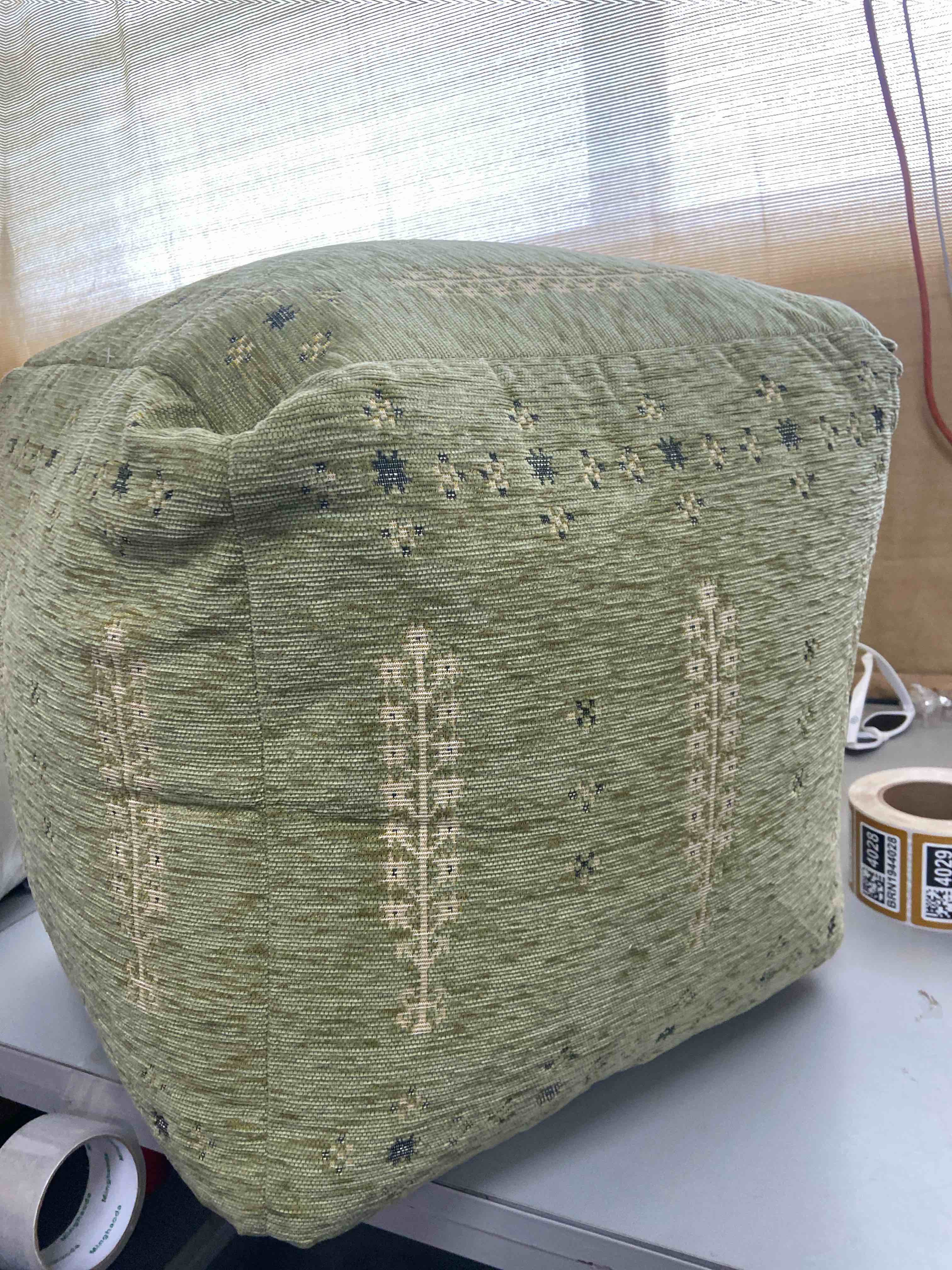 Condition photo showing New/Like New for lr home taj 34288 sage green pouf
