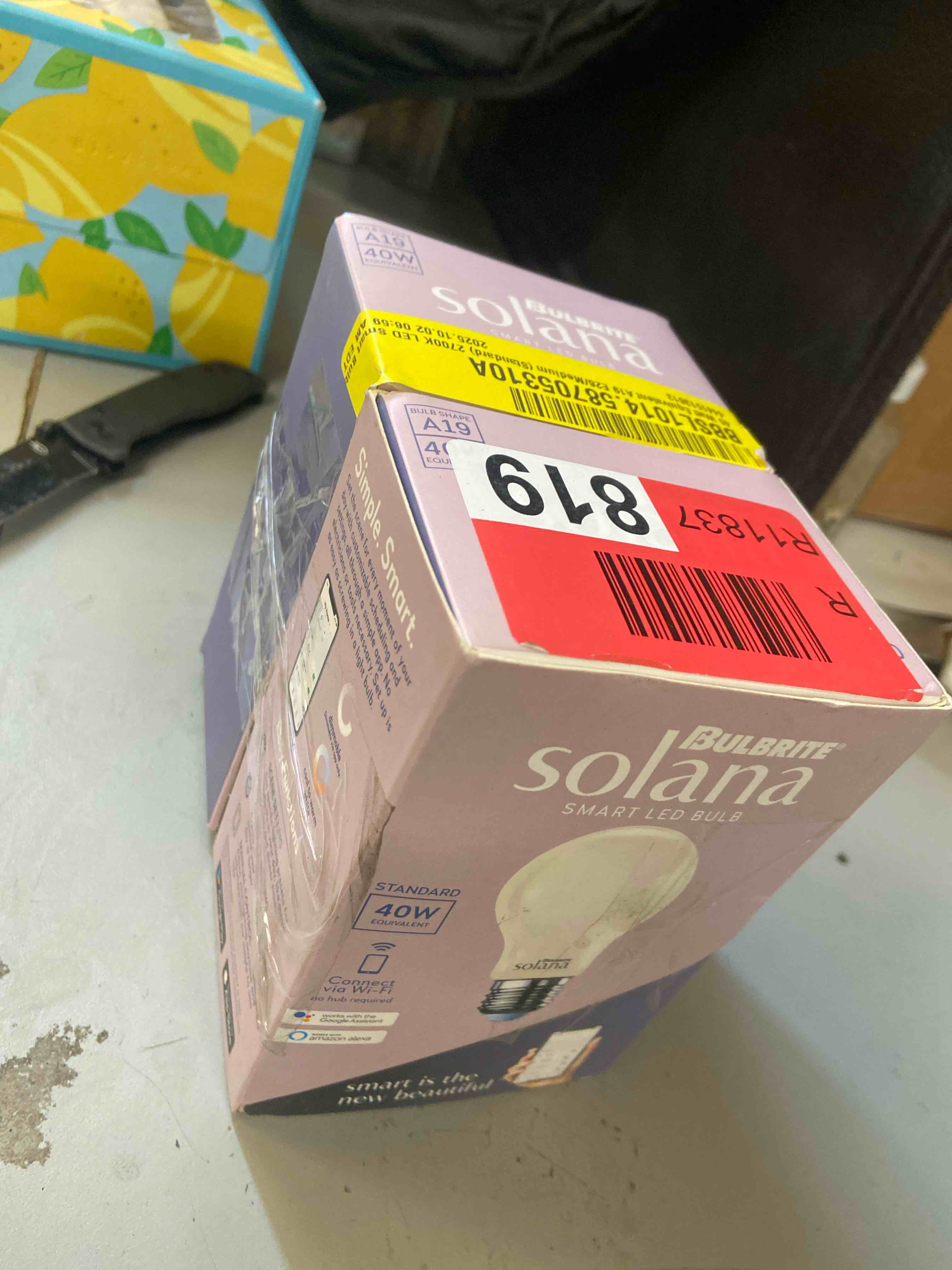 Condition photo showing New/Like New for bulbrite solana smart wifi connected a19 tunable white 40 watt equivalent led light bulb, milky finish