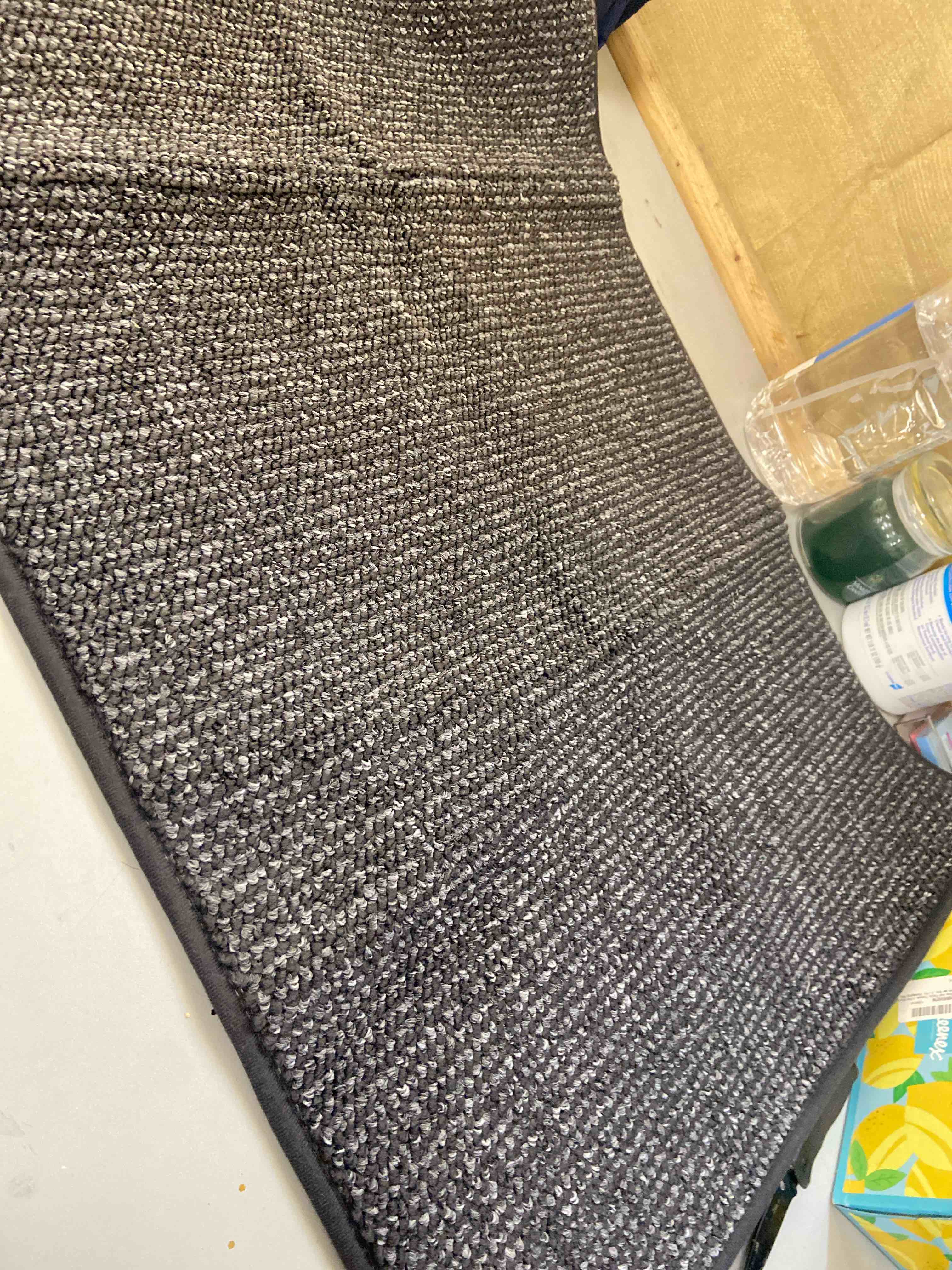 Condition photo showing New/Like New for beqhause dirt trapper door mat 20" x 32", non-slip washable doormats entrance mat, dirt resistant and absorbent welcome mat, low profile floor mats for front back door and entryway, charcoal