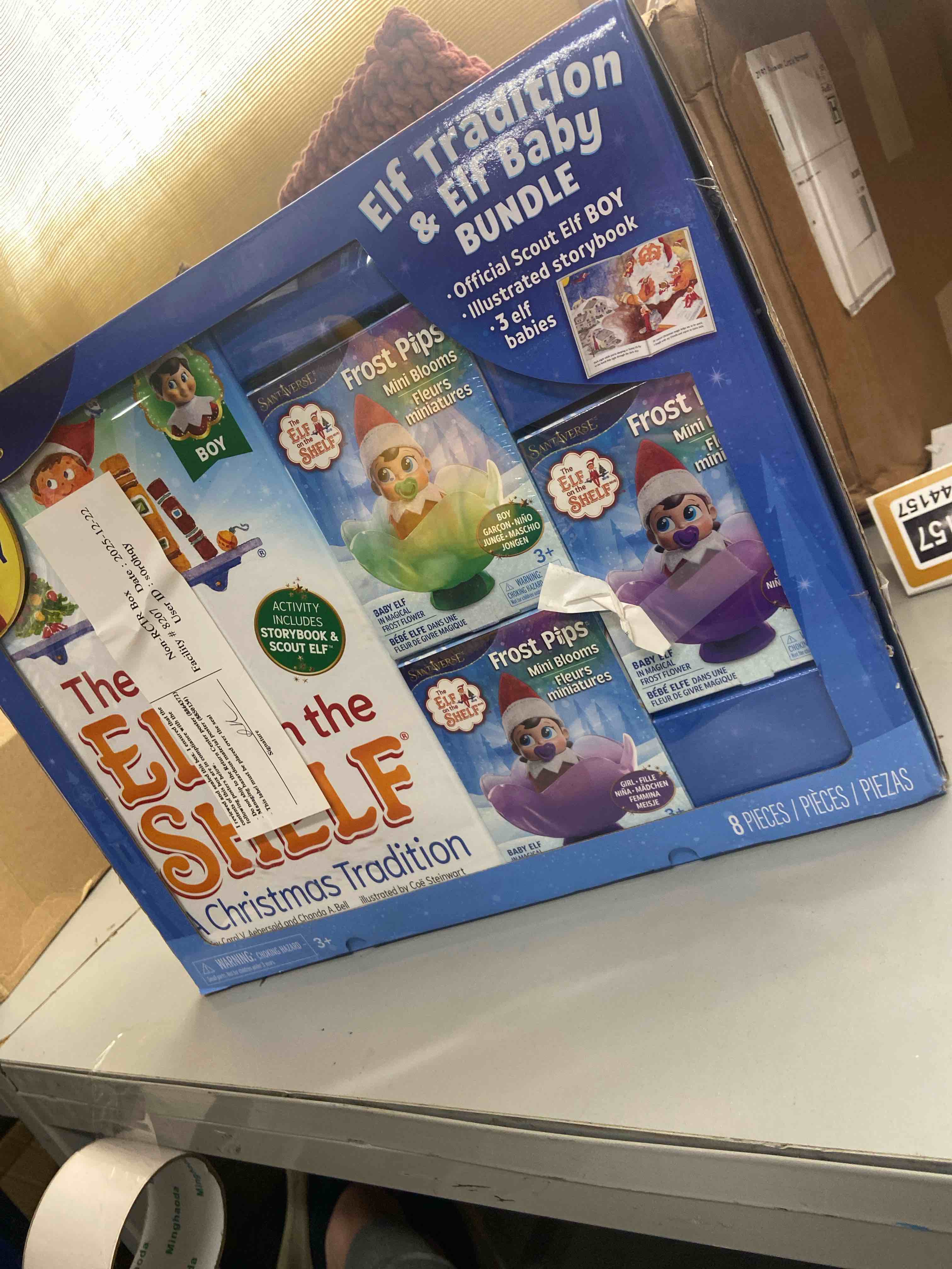 Condition photo showing New/Like New for the elf on the shelf and frost pip bundle