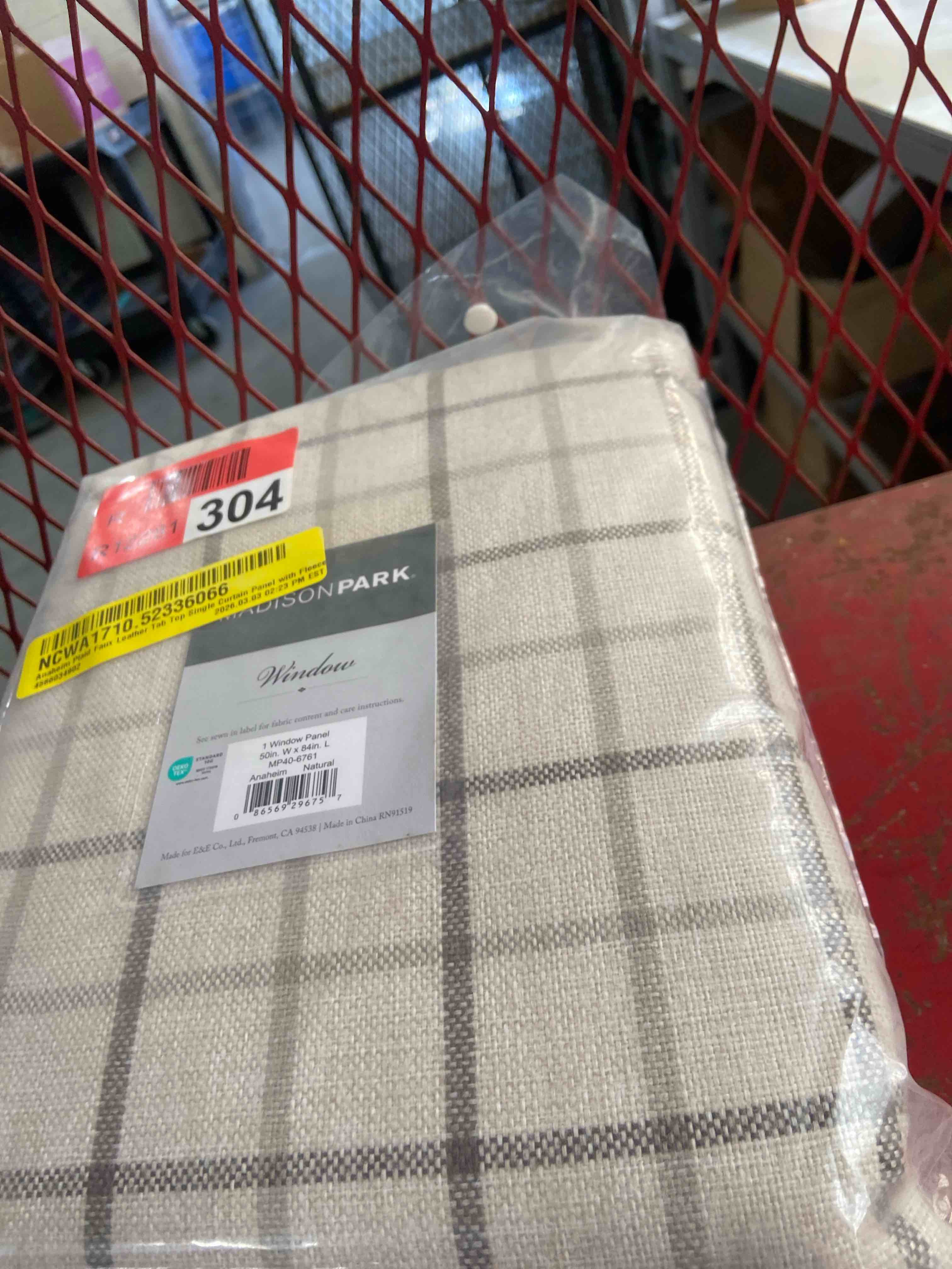 Condition photo showing New/Like New for madison park anaheim cabin plaid curtain window, thermal insulated fleece lining, living room decor room darkening drape for bedroom, 1-single panel pack, 50" x 84", faux leather tab, natural