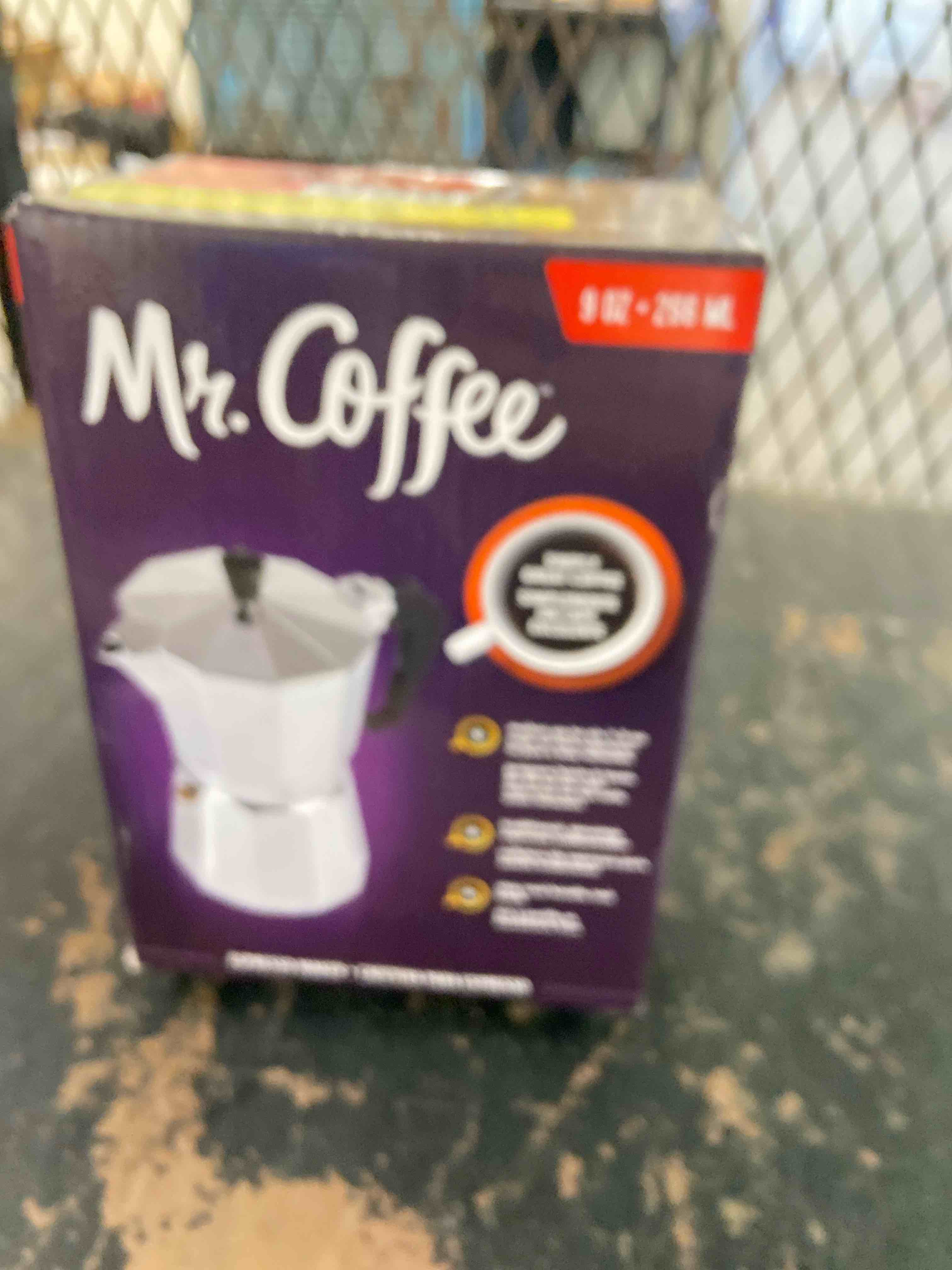 Condition photo showing New/Like New for mr. coffee brixia 6-cup stovetop espresso maker – classic italian moka pot, aluminum silver espresso coffee maker with handle for strong, rich brew