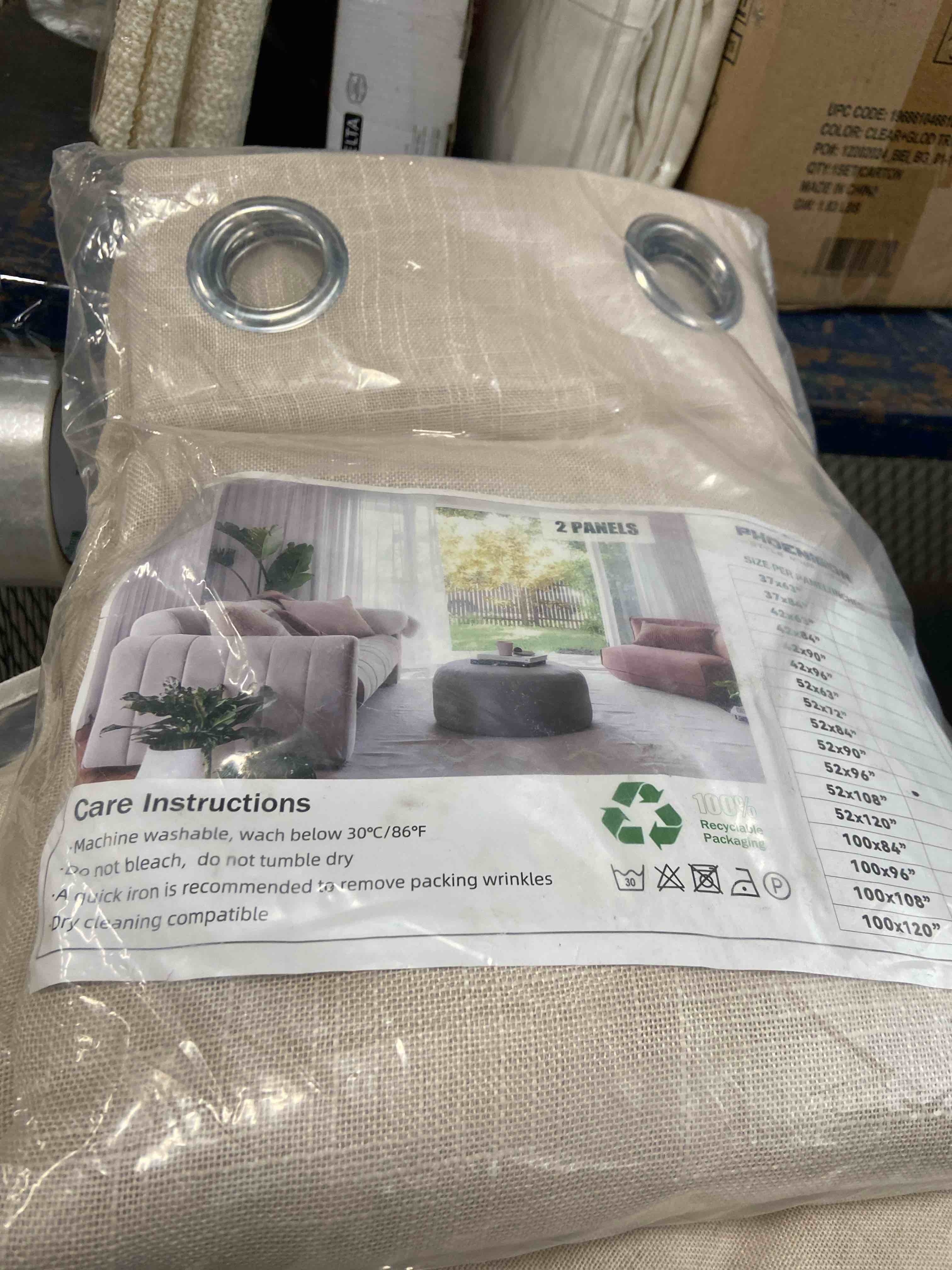 Condition photo showing New/Like New for youngstex 95 inches long curtains for living room 2 panels - linen light filtering drapes with bronze grommet netural floor length semi sheer window treatments or bedroom, 52 x 95 inch