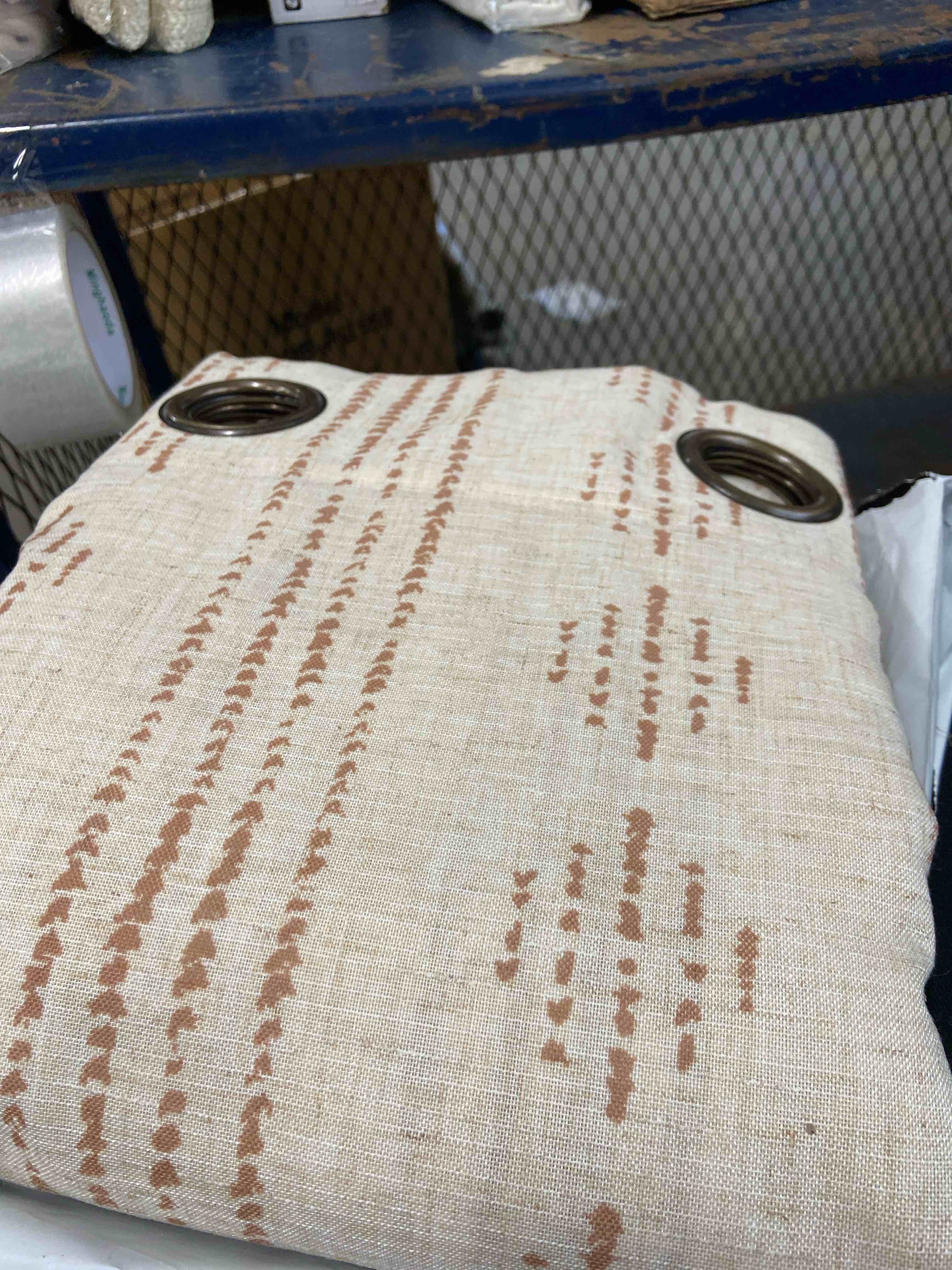 Condition photo showing New/Like New for jinchan boho curtains linen curtains for living room tan on beige farmhouse curtains 84 inch length geometric striped patterned mudcloth light filtering bedroom window grommet curtains 2 panels