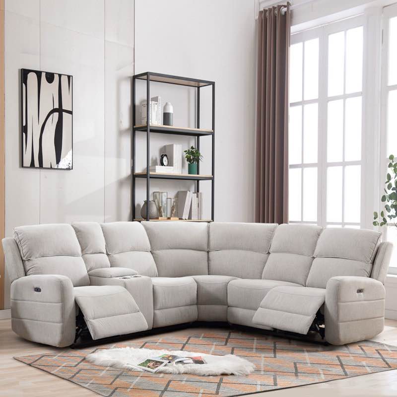 Condition photo showing New/Like New for ibach power reclining 110” sectional with console storage by ebern designs - 40.2'' h x 110.2'' w x 95.7'' d