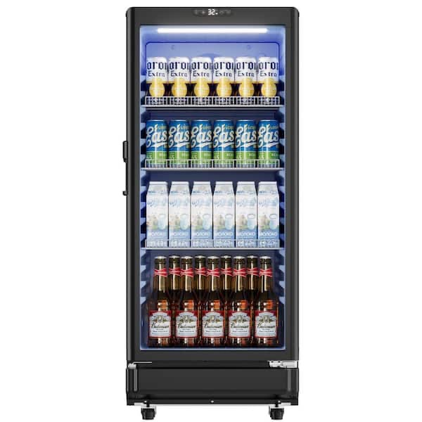 Condition photo showing New/Like New for 21.3 in. w single zone 220-cans freestanding/built-in beverage refrigerator cooler in black with interior light - scratch and dent item
