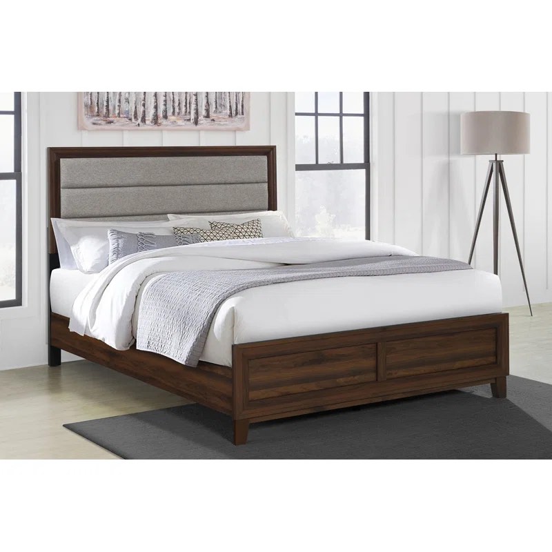 Welsley Upholstered Queen Bed Walnut (Box 2/2 Only)