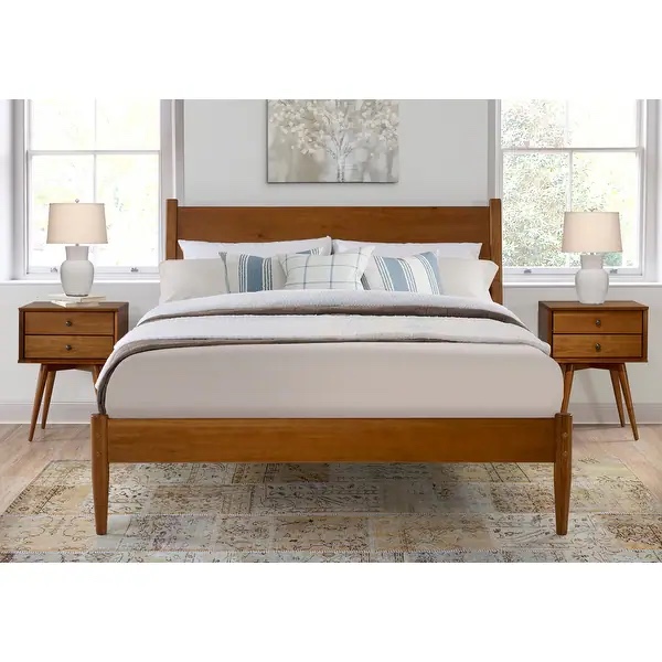 Mid-Century Panel Bed - Castanho Finish - Queen (Box 1/2 Only)