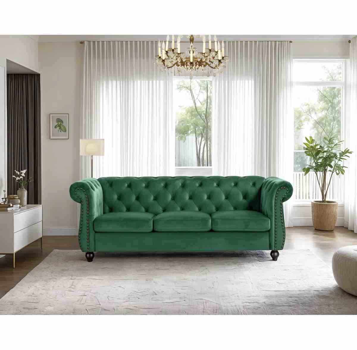 83.07'' wide velvet chesterfield design Sofa (Cushions Only)