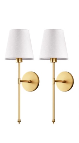 Pridola Set of 2 Wireless Wall Sconces Peel & Stick with Adhesives for Easy Installation with Rechargeable LED Bulbs, Remote Controlled, Adjustable Brightness & Warmth, Living Room Wall Decor (Gold)