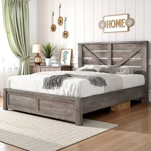 (Not in original box) Oceant Farmhouse Bed Frame with 49.2" Barn Door Headboard