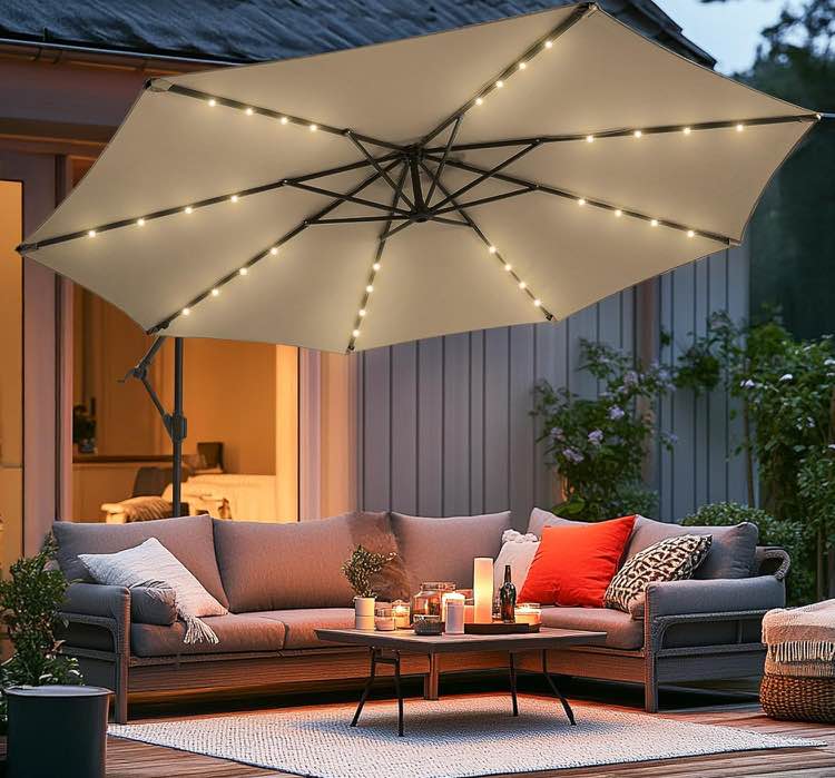 Hampton Bay Offset Solar Umbrella. 10 ft