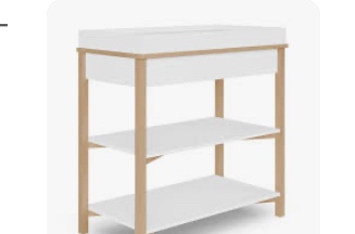  Kude Rundwen Changing Table In Matte Black Vintage Oak, Jpma