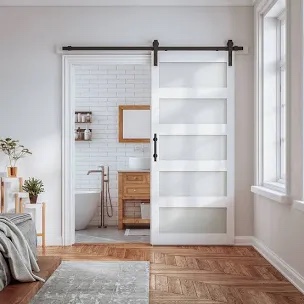 Glass Wood Barn Dror with Installation Hardware