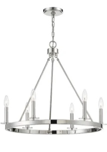polished nickel 6 light 60 w open box 