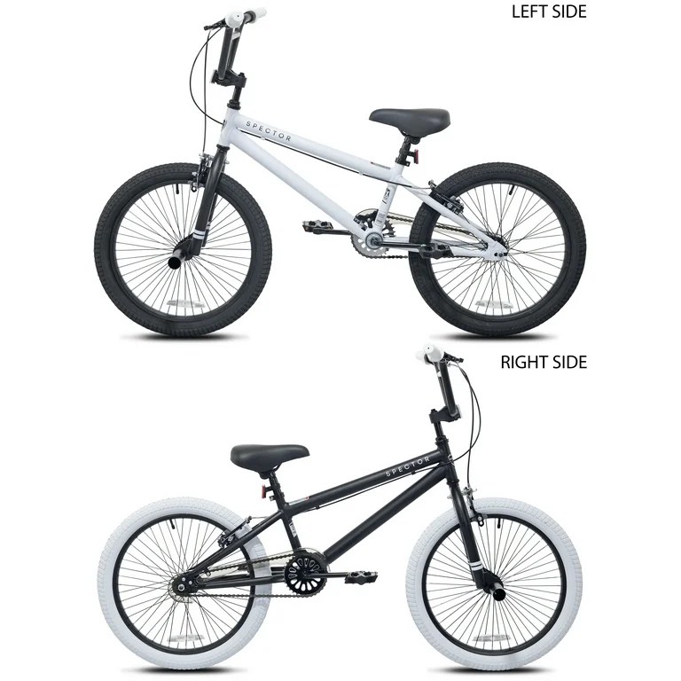 needs to be assembled. rear rim bent. 20" kent bicycles spector bmx bicycle, fits rider 4'2" - 5', black/white, child/tween/teen, unisex