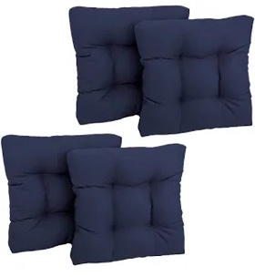 19-inch Squared Twill Tufted Dining Chair Cushions (Set of 4) navy