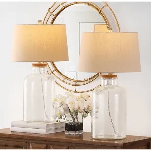 Dimmable Glass Table Lamp Set with DIY Fillable Base, Bulbs, Touch